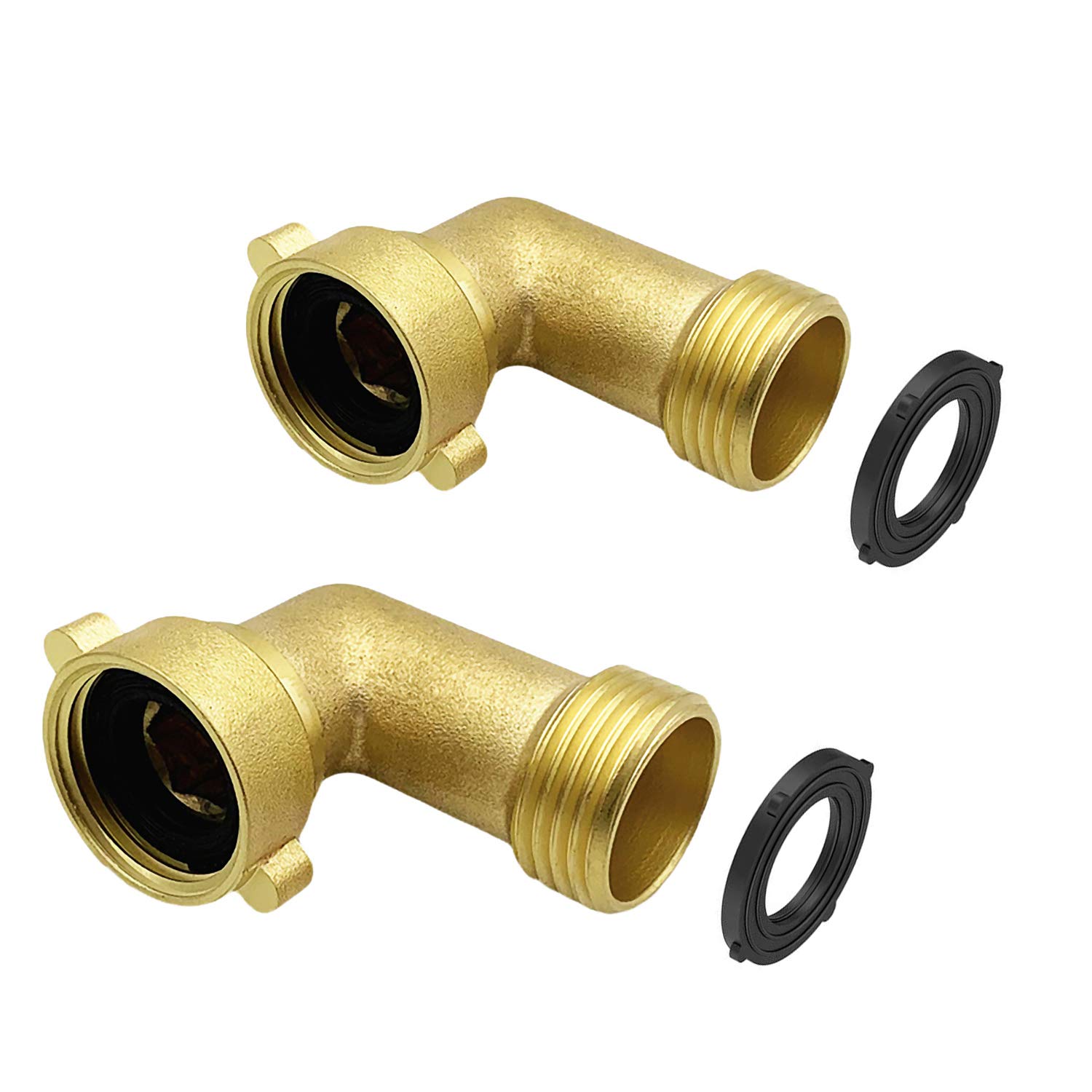2 Pack Brass 90° Garden Hose Elbow Connector - Durable Extender for Outdoor Watering