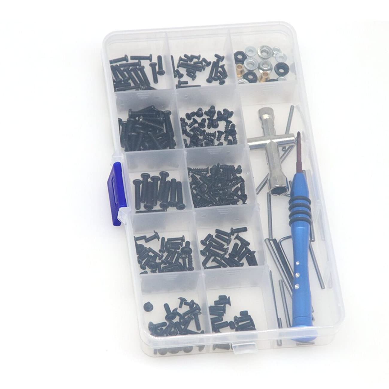 Premium RC Screws Kit - M2 M2.5 M3 Screw Fastener Set with Repair Tools for WLtoys 144001 124018 124019 1/14 Scale RC Cars - Durable Black Hardware for Maintenance & Upgrades - Perfect for Drift Racing, Off-Road Bashing & DIY Repairs