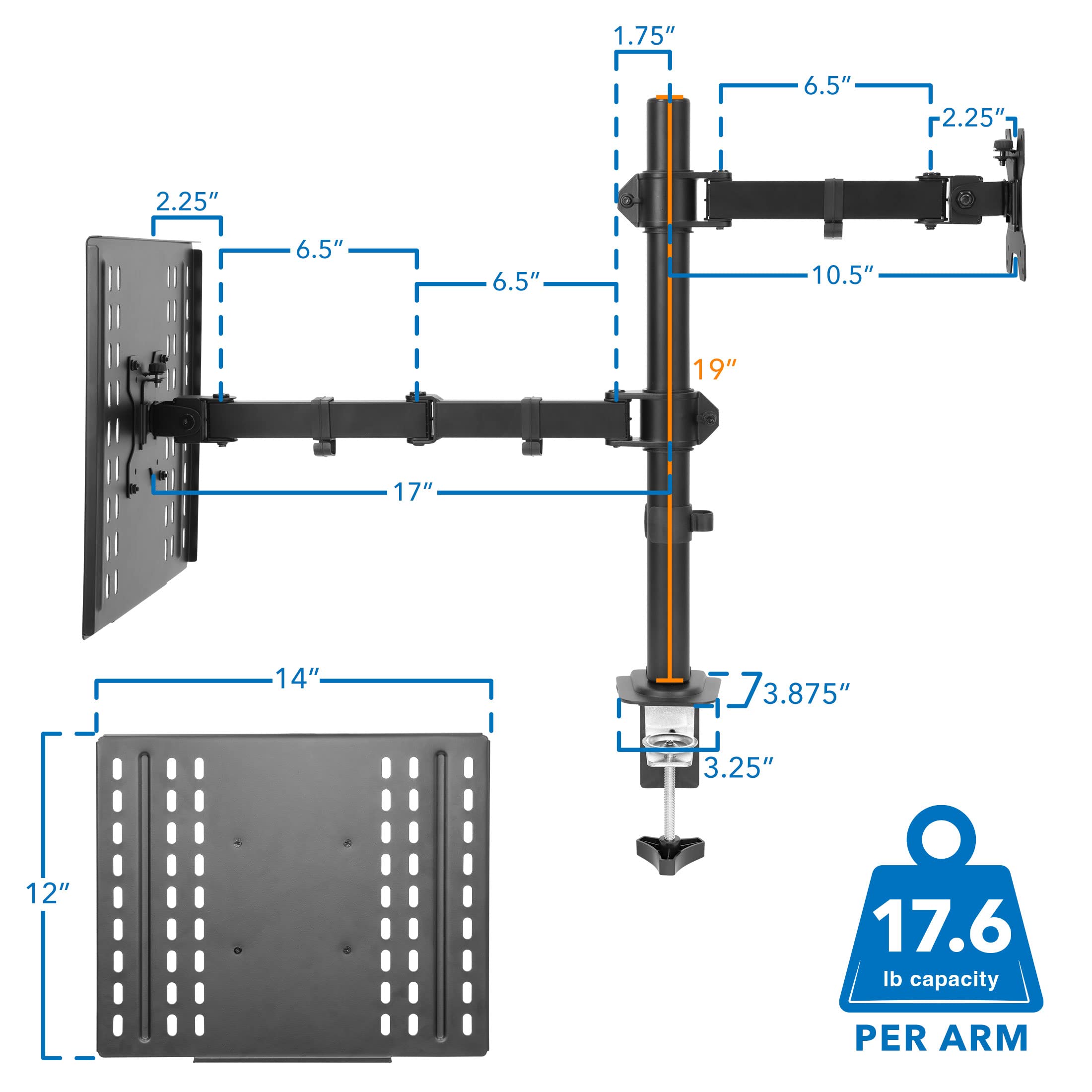 Mount-It! Adjustable Laptop & Monitor Stand - VESA Compatible for 13-32