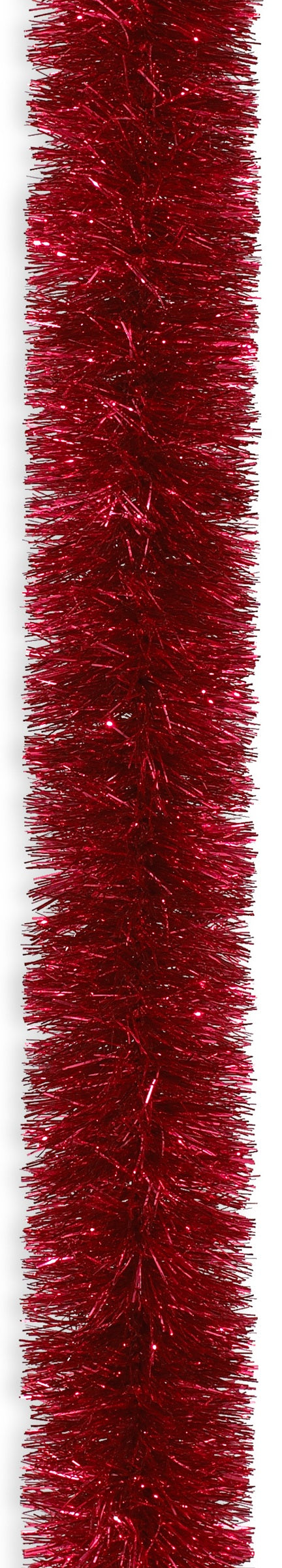 15' Super Plush Red Tinsel Christmas Garland - Festive Holiday Decor for Tree, Mantel & Staircase