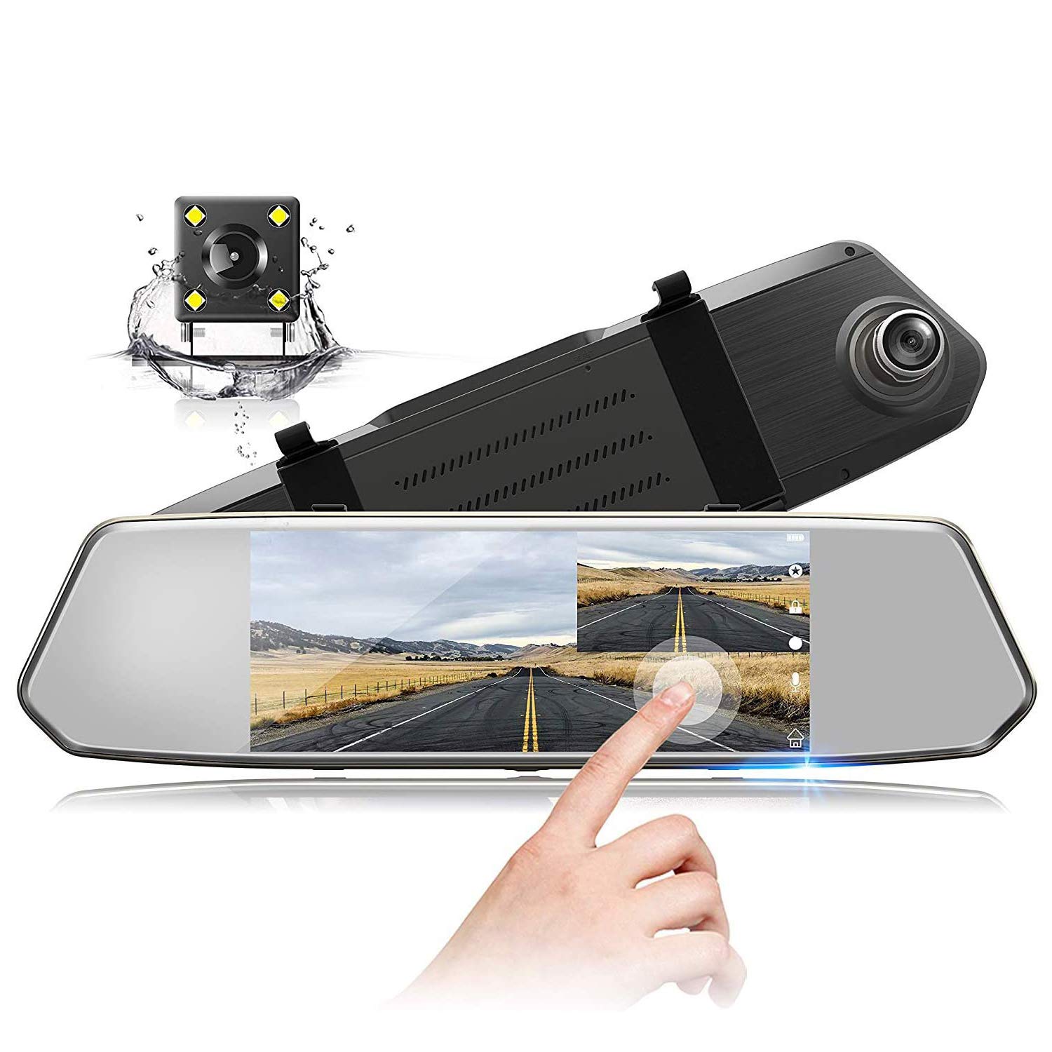 7 Inch Touch Screen Rearview Mirror Dash Cam with Front & Rear Dual Lens - 1080P HD Night Vision, Parking Assistance, Loop Recording for Cars, SUVs, Trucks | Perfect for Daily Commuting, Road Trips & Parking Safety