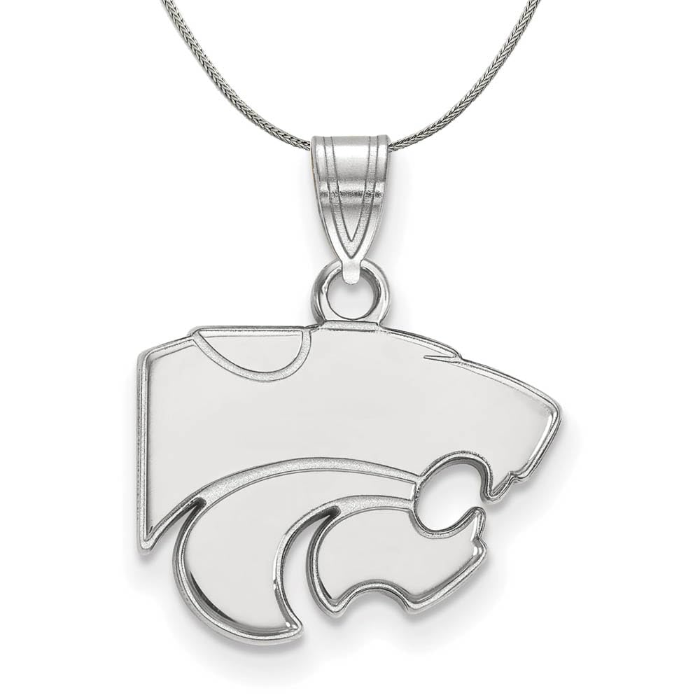 Kansas State Sterling Silver Small Black Bow Necklace - Perfect for Gifts, Graduation & Everyday Wear
