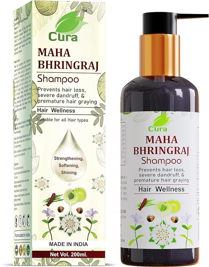 Mahabhringraj Shampoo for Hair Growth & Scalp Care - 2 Pack (200ml Each) - Ayurvedic Herbal Shampoo for Thicker, Stronger Hair - Perfect for Daily Hair Wash & Scalp Massage