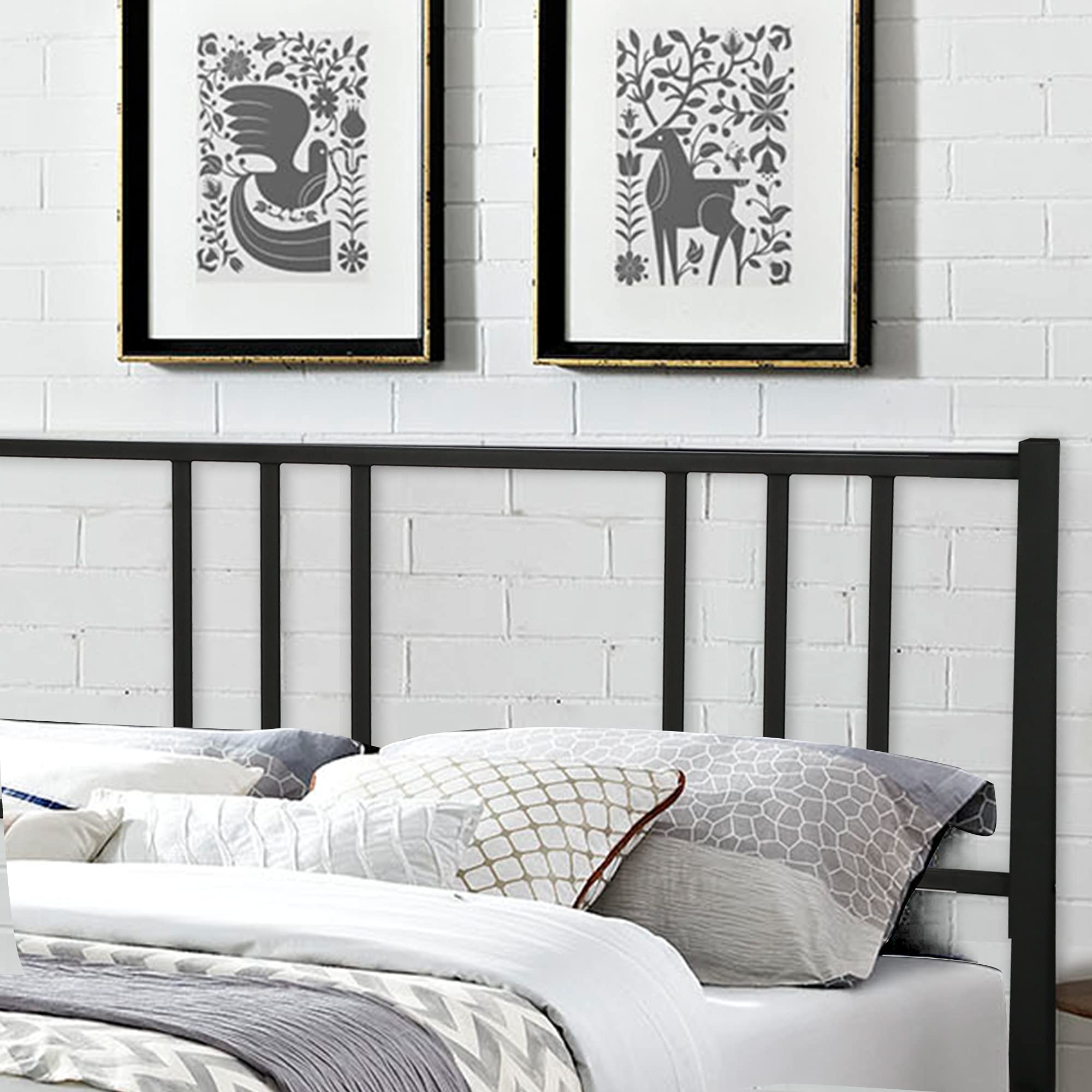 14 Inch King Size Metal Bed Frame with Headboard & Under Bed Storage - Heavy Duty Steel Slat Support, Noise Free Platform Bed Foundation, No Box Spring Needed - Perfect for Master Bedroom, Guest Room & Small Spaces (Black)