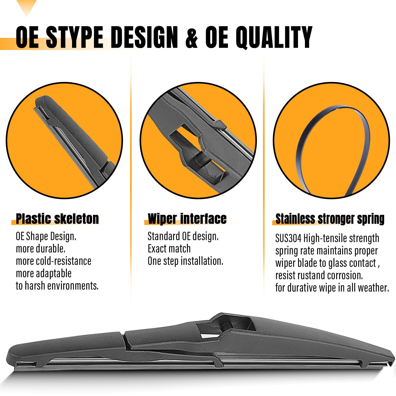 AUTOBOO 10 Inch Rear Wiper Blade Replacement for TOYOTA RAV4 2013-2018 & Highlander 2020-2023 | Jeep Compass 2018-2023 | OEM Quality Back Windshield Wiper Blade (1-Pack) - Perfect for Rainy Weather & Winter Driving Conditions