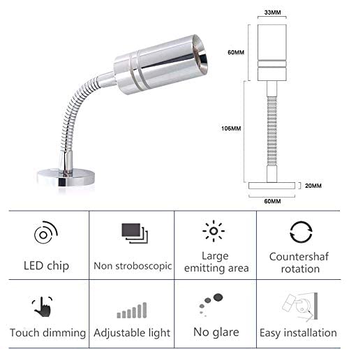 **12V/24V Adjustable RV LED Reading Light with USB Port & Touch Switch - Dual Lighting for Motorhome, Camper Van, Boat & Caravan - Perfect for Nighttime Reading & Ambient Lighting**