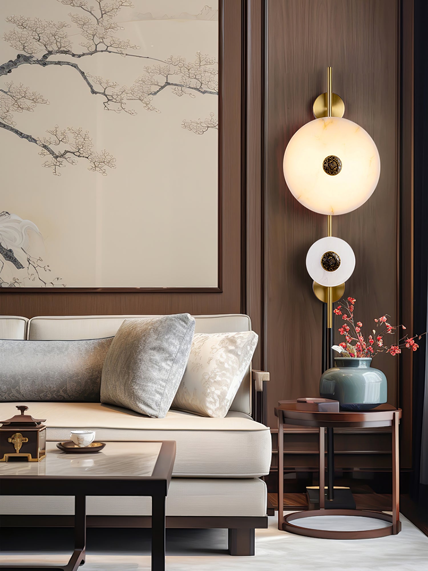 Alabaster Eclipse Wall Light - Modern Minimalist Sconce for Bedroom, Living Room & Hallway - Energy Efficient LED Lighting Fixture