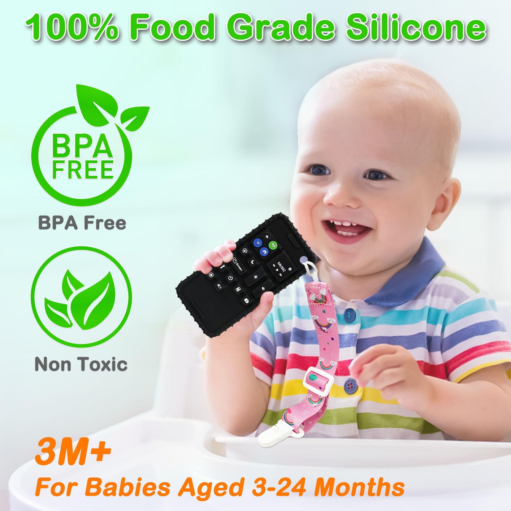 Best Silicone Teething Toys for Babies 0-12 Months - Safe Baby Teether, Remote Control & Cell Phone Chew Toy, Sensory Teethers for Infants, Perfect for Home, Travel, and Daycare Use