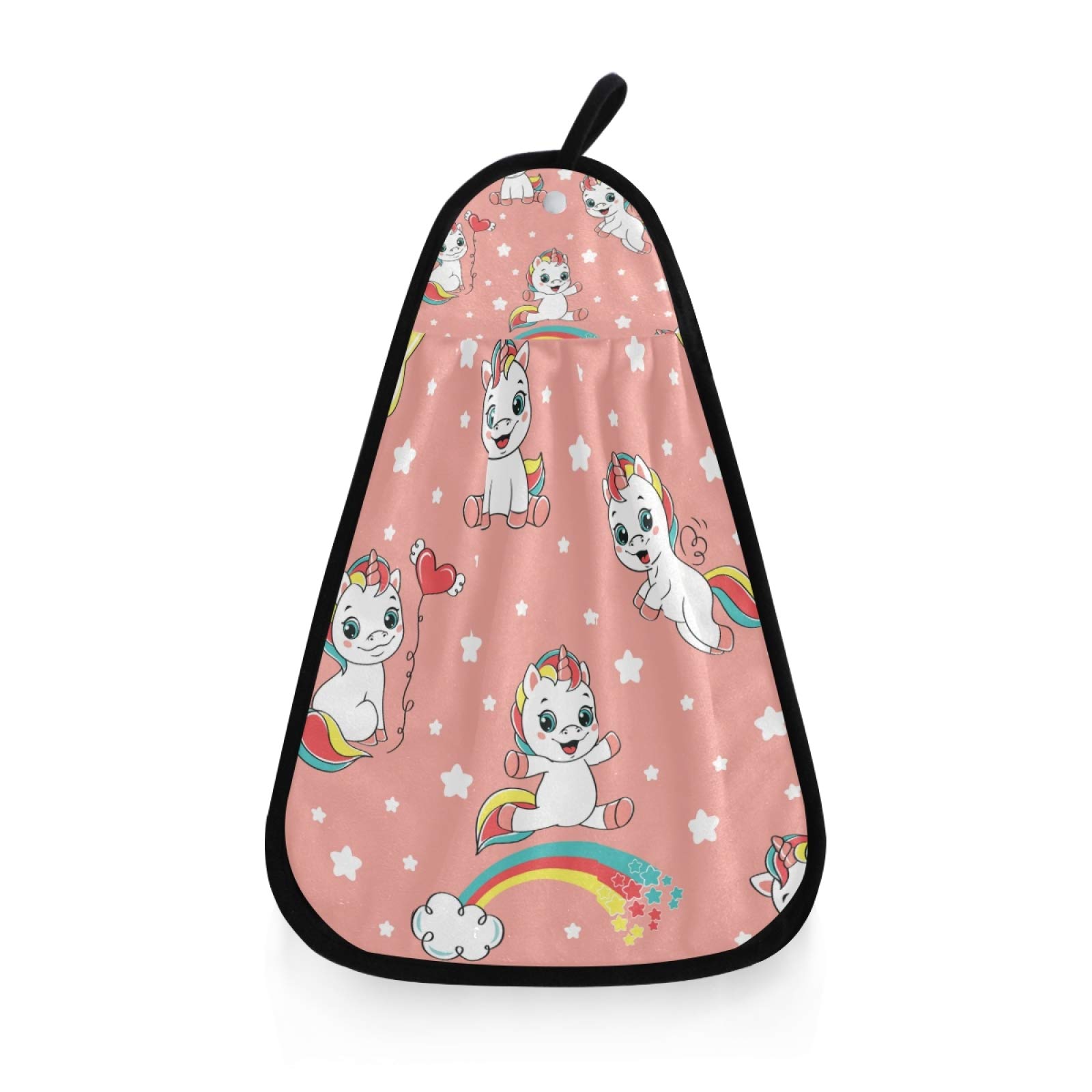 Cute Unicorn Star Hanging Hand Towel - Fade-Resistant Cotton Kitchen & Bath Towel with Loop - 12.2