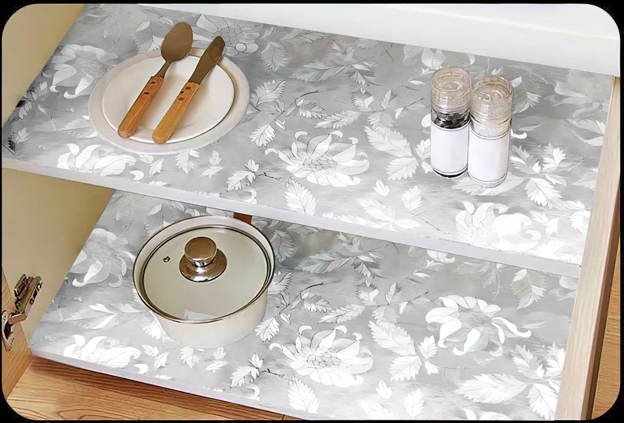 ELTON Oil-Proof Waterproof Self-Adhesive Kitchen Wallpaper - Heat Resistant Aluminum Foil Stainless Steel Wall Sticker for Countertops, Drawers & Shelves (60x300cm) - Perfect for Kitchen Backsplash, Cabinet Lining & Appliance Protection
