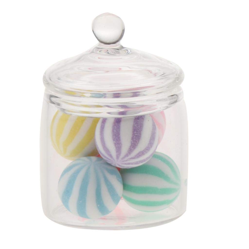 Shamjina 6-Piece Candy Jars with Lids - Glass Canister Set Includes Assorted Candies - Perfect for Kitchen Storage, Pantry Organization & 1:6 Scale Dollhouse Miniature Decor