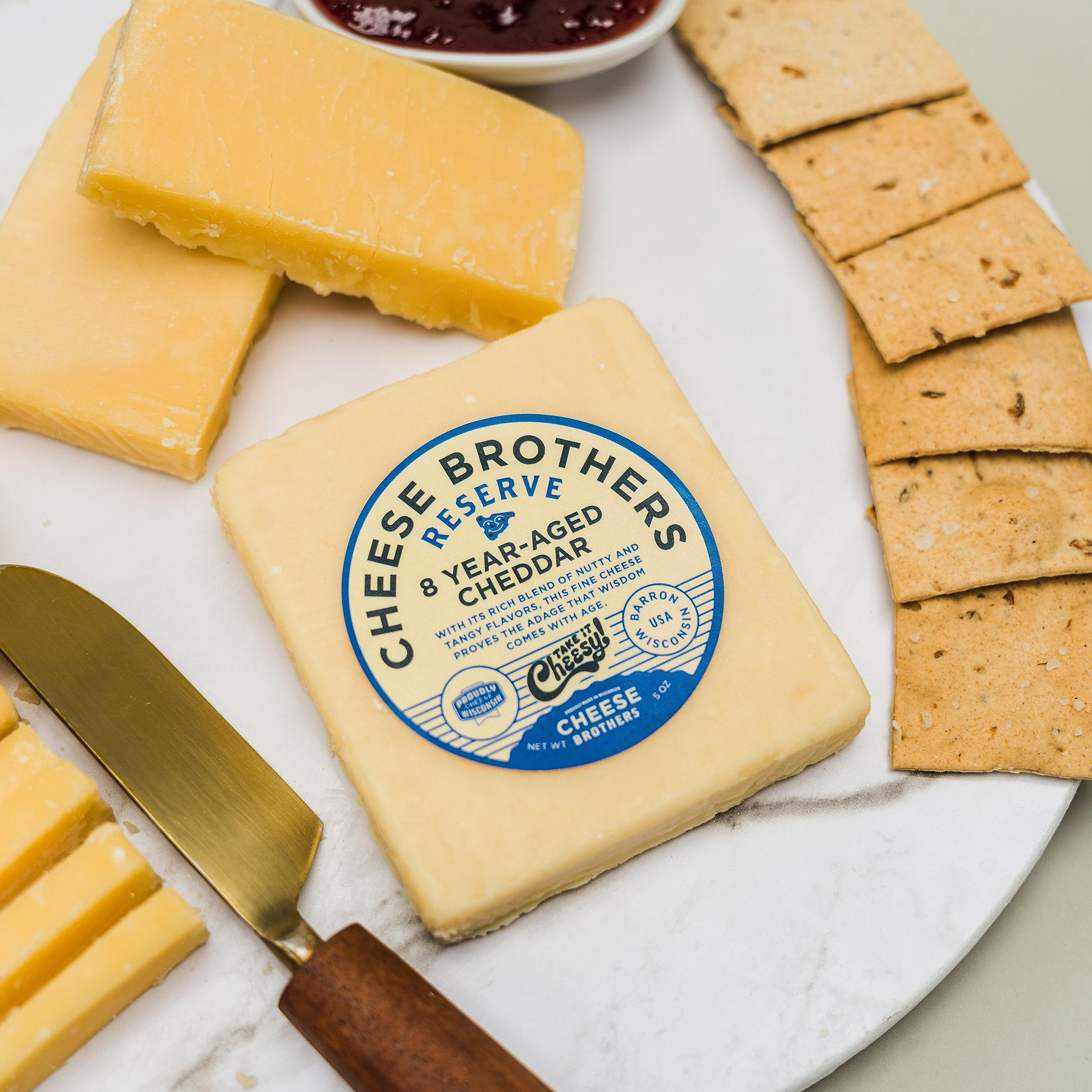 Premium Aged Cheddar Cheese by Cheese Bros. | 8-Year Aged Wisconsin Cheddar | 12-Pack for Gifts, Charcuterie Boards & Gourmet Cooking