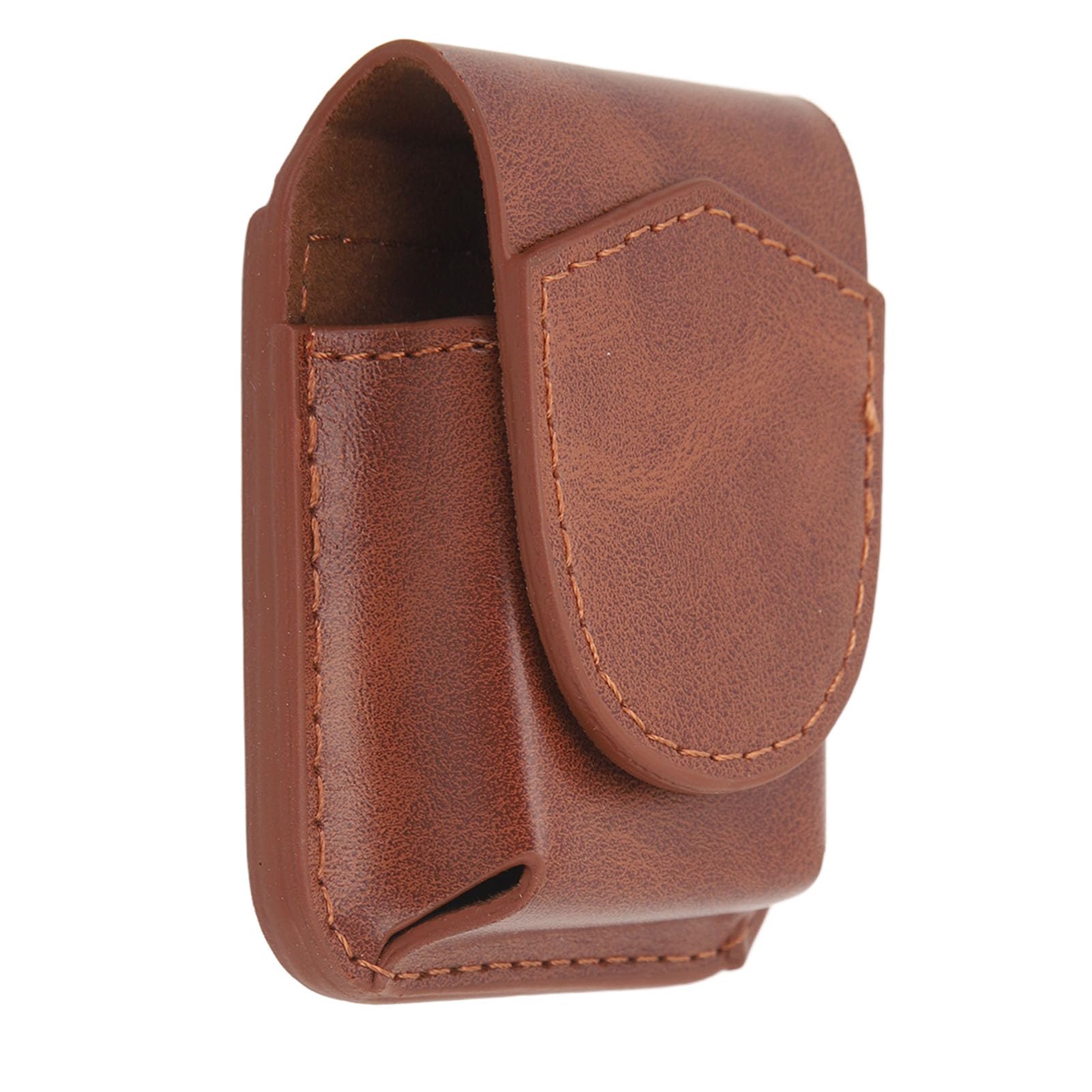 Handmade Flip Top Leather Lighter Pouch Case - Tactical Lighter Storage Organizer with Magnetic Buckle & Soft Lining - Anti-Scratch Waist Case for Outdoor, Camping, Hiking & EDC (Brown)