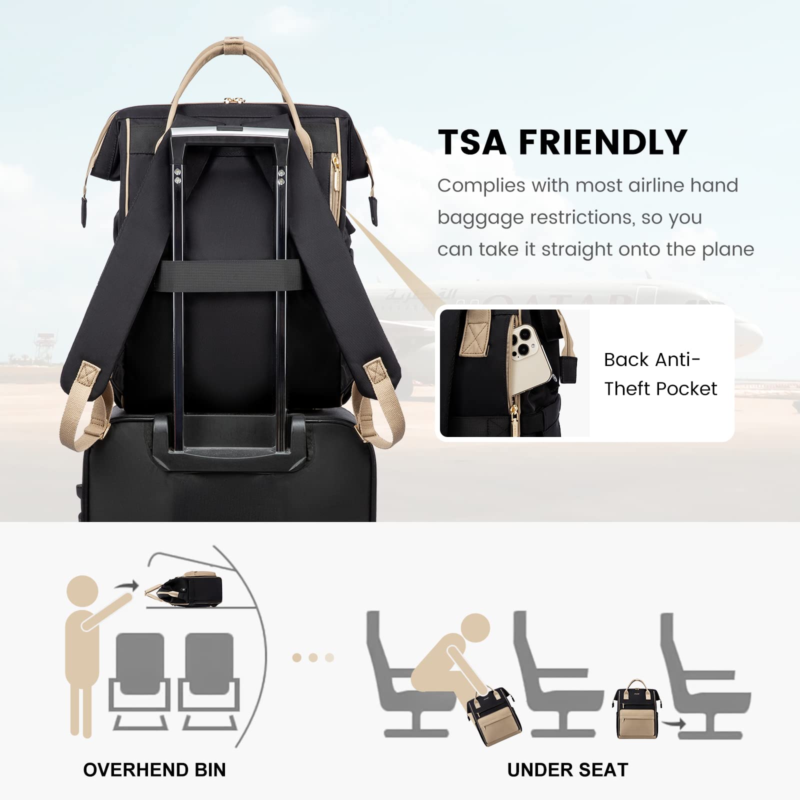 LOVEVOOK Women's Waterproof Laptop Backpack Purse - 15.6 Inch USB Charging Port Business Travel Computer Bag for Work, School, Nursing & Teaching | Perfect for Commuting, Office Use & Daily Essentials Organization