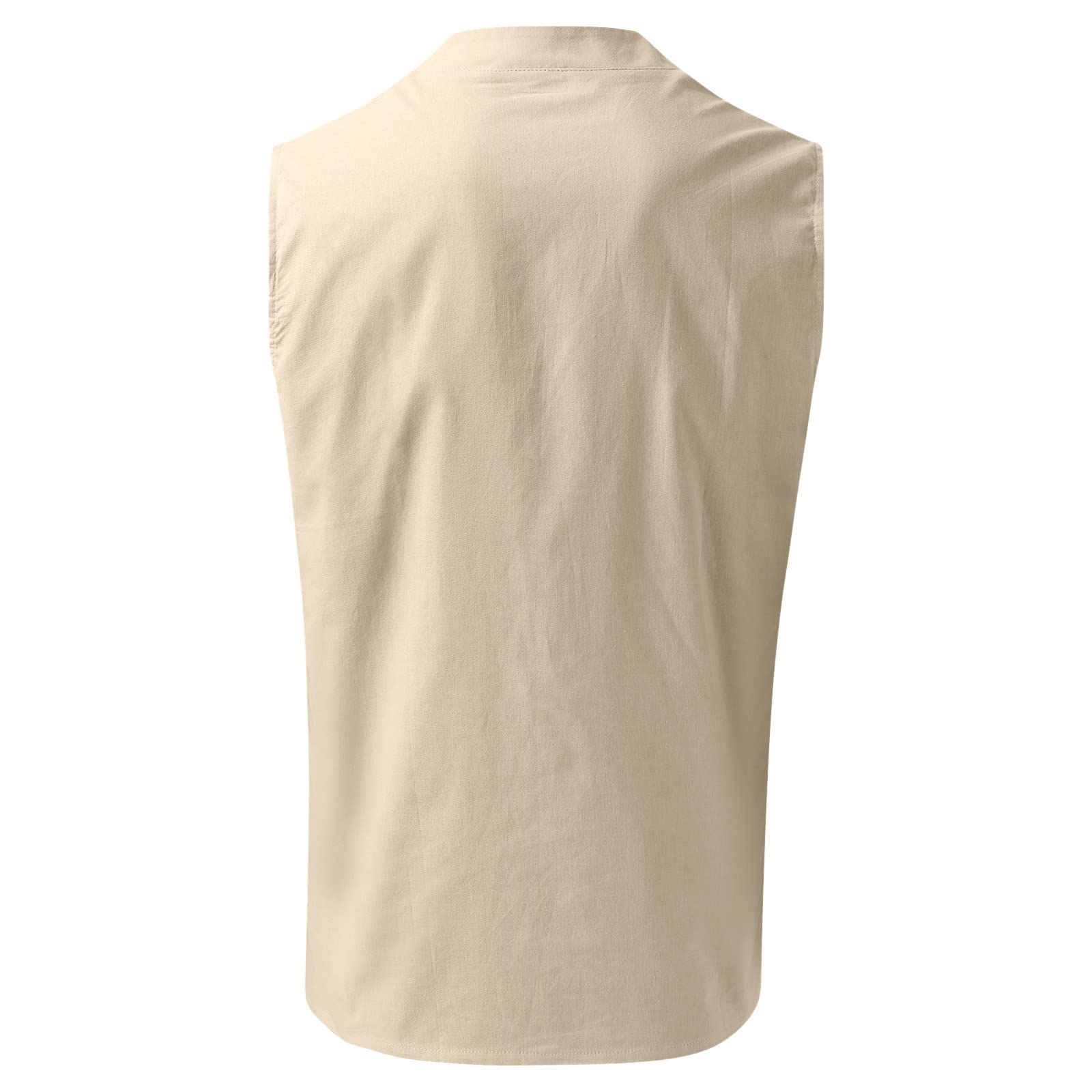 Men's Linen & Cotton Sleeveless V-Neck Tank Top - Breathable Summer Beach Shirt, Hippie Punk Tunic Blouse with Button Down Design | Perfect for Casual Wear, Music Festivals & Vacation Outfits