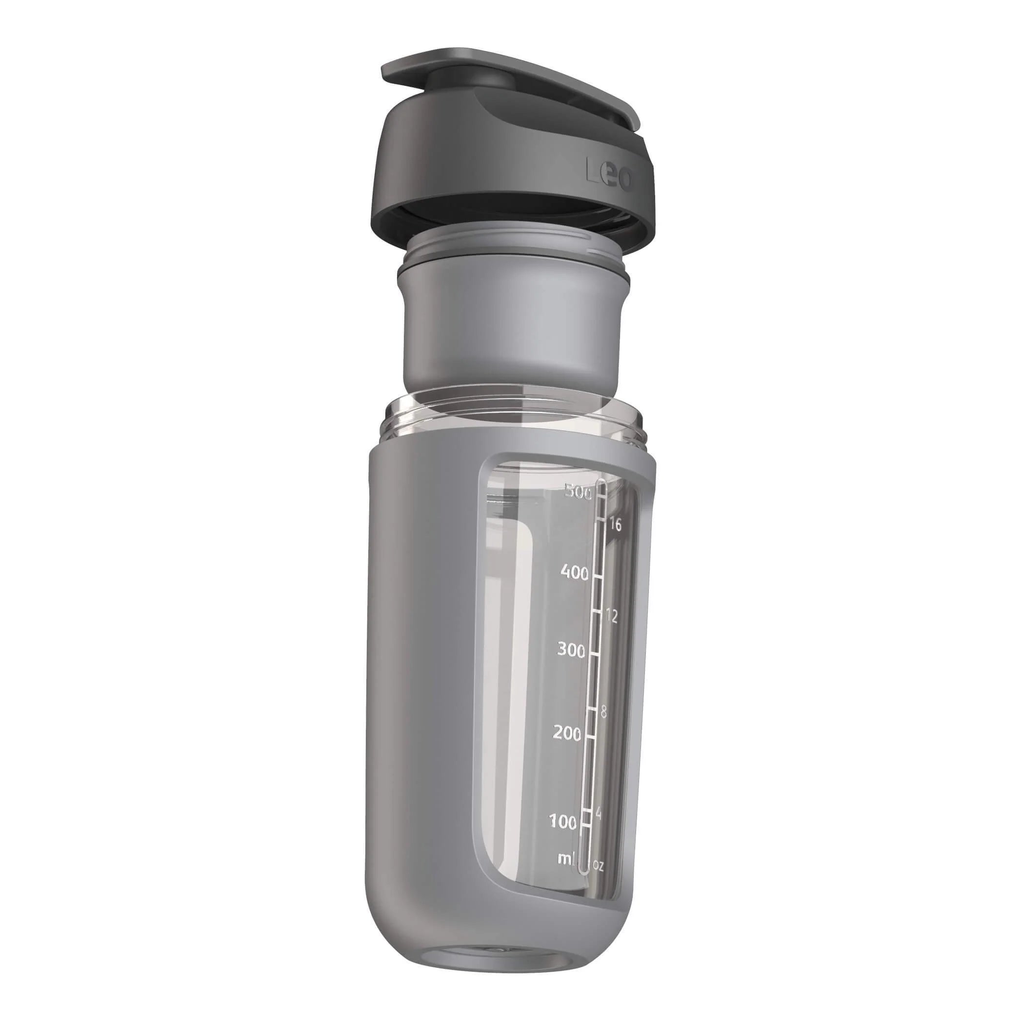 500ml Grey Shaker Bottle with Powder Compartment - Perfect for Protein Shakes, Gym Workouts & Meal Prep On-The-Go