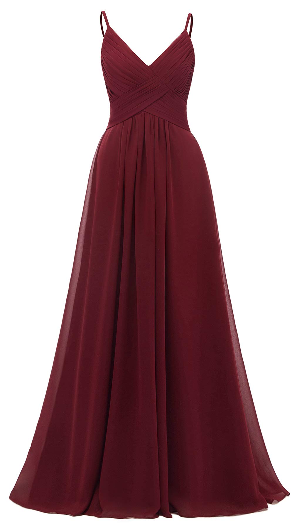 Yexinbridal V-Neck Pleated Chiffon Bridesmaid Dress - Elegant Long Formal Evening Gown for Women | Perfect for Weddings, Proms, and Special Occasions