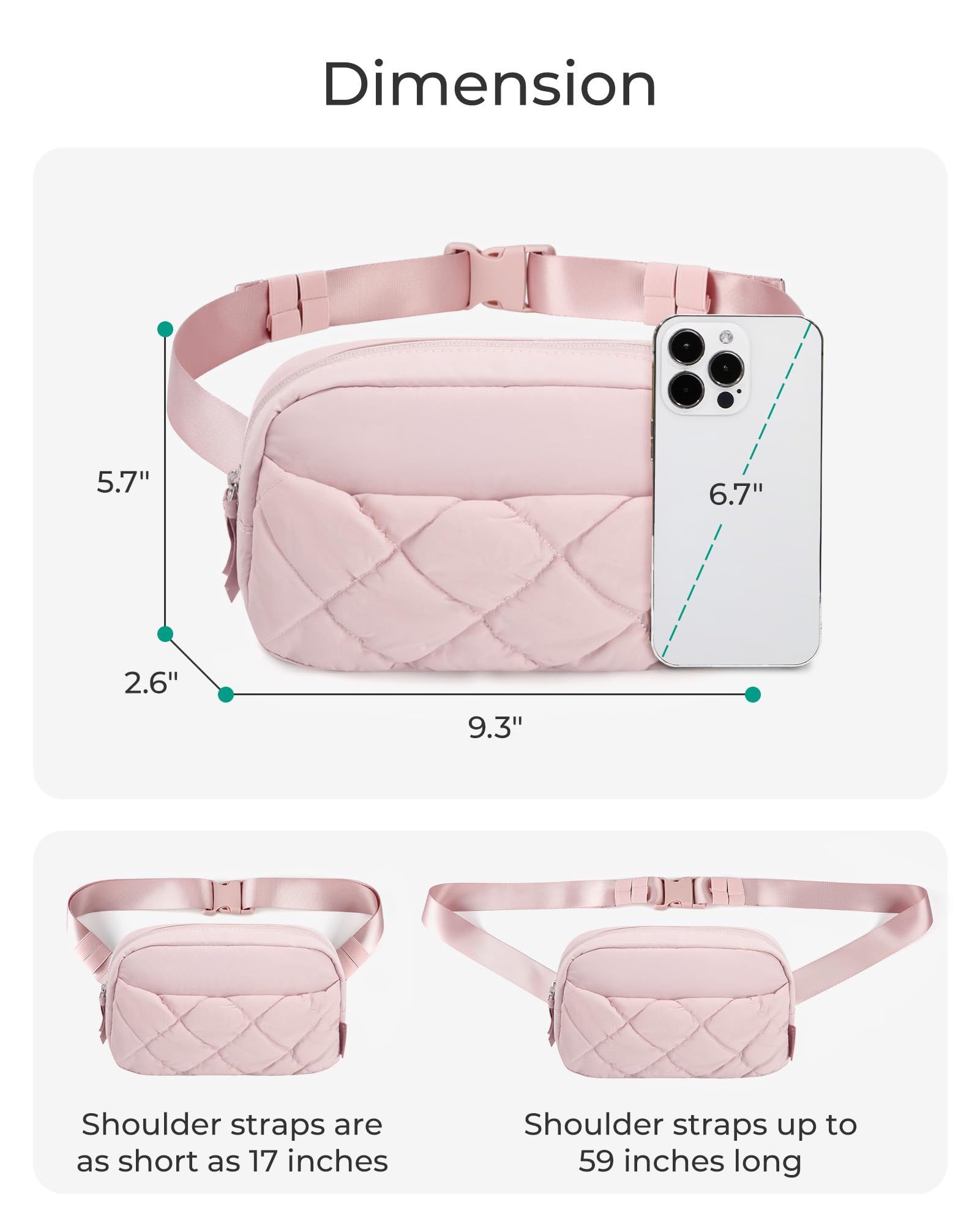 BAGSMART Quilted Fanny Pack for Women - Adjustable Waist Pack & Crossbody Bag for Travel, Shopping, Workout & Outdoor Activities | Stylish Belt Bag Purse with Puffy Design