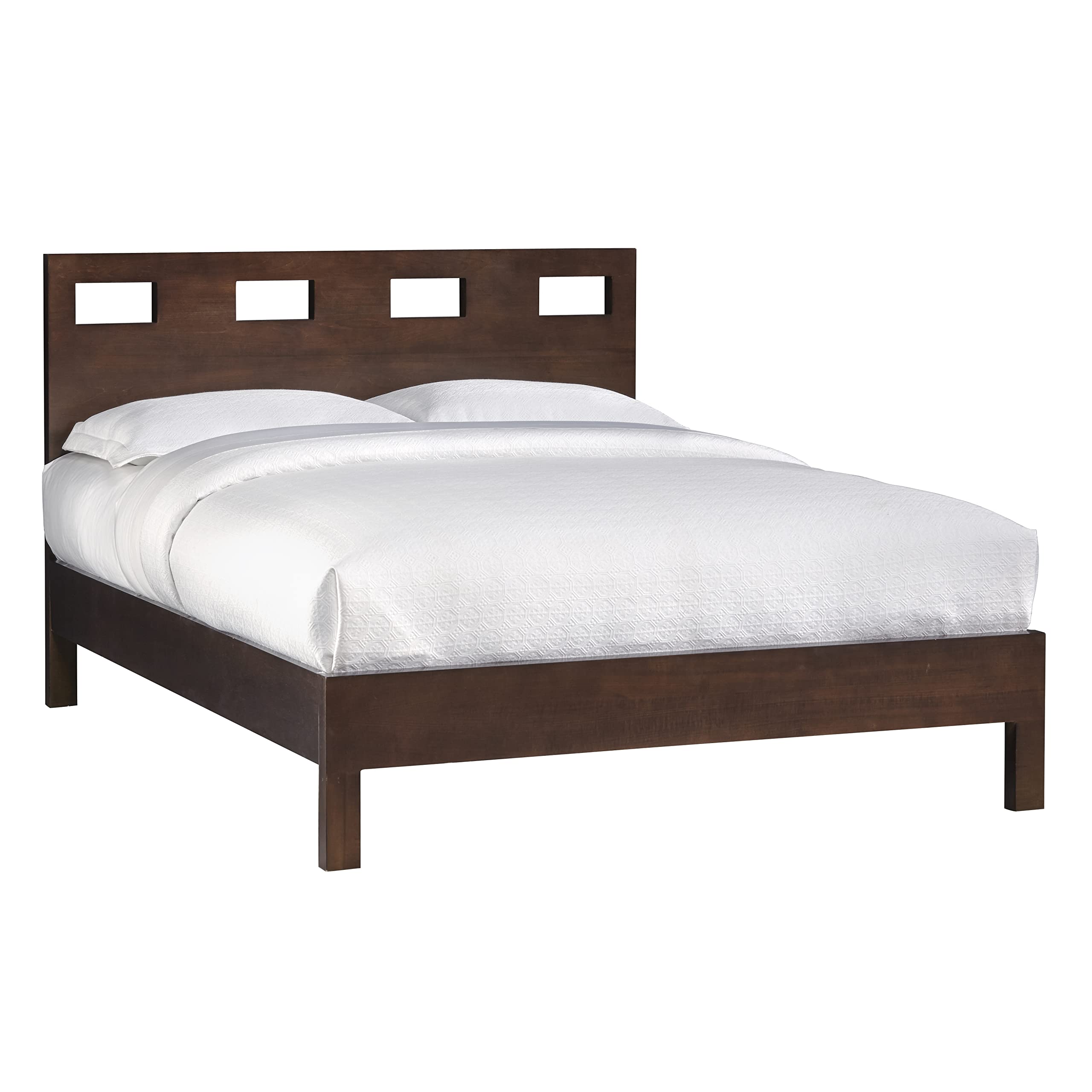 Modus Furniture Solid-Wood Full Bed Frame in Chocolate Brown - Durable Riva Design for Master Bedroom or Guest Room