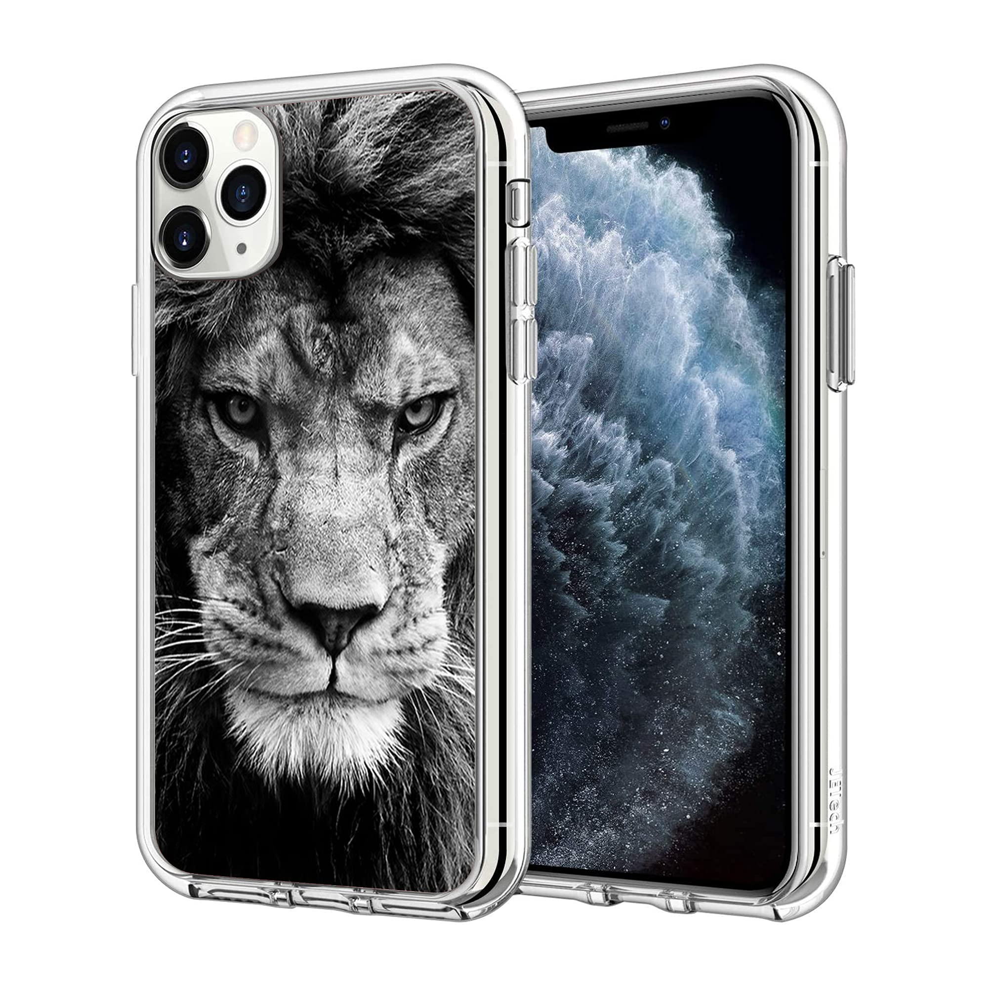Premium Lion Print Shockproof Clear TPU Case for iPhone 12 & iPhone 12 Pro - Durable Full Body Protection for Youth & Adults - Perfect for Everyday Use, Travel & Outdoor Activities