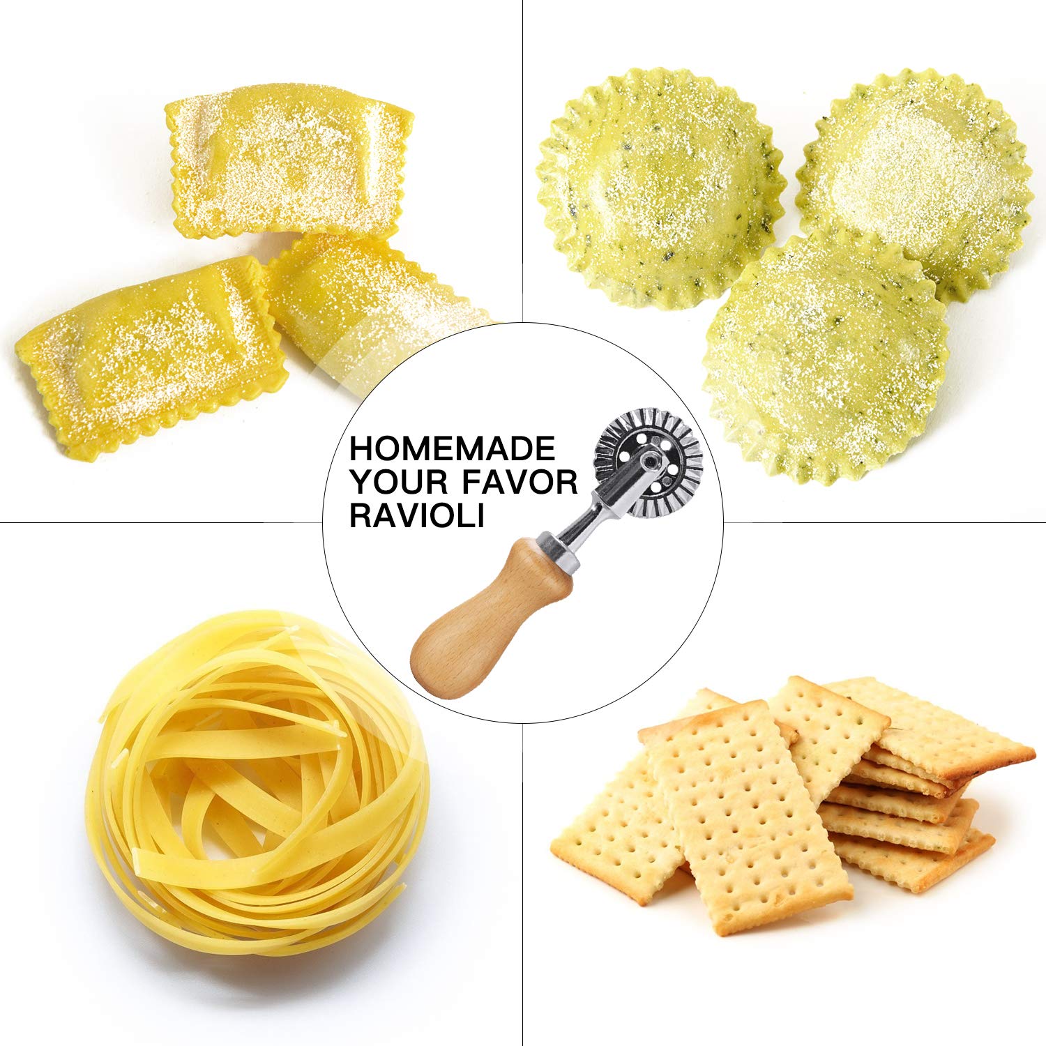 Stainless Steel Pastry Wheel Cutter - Professional Pasta & Dough Cutter with 1.3