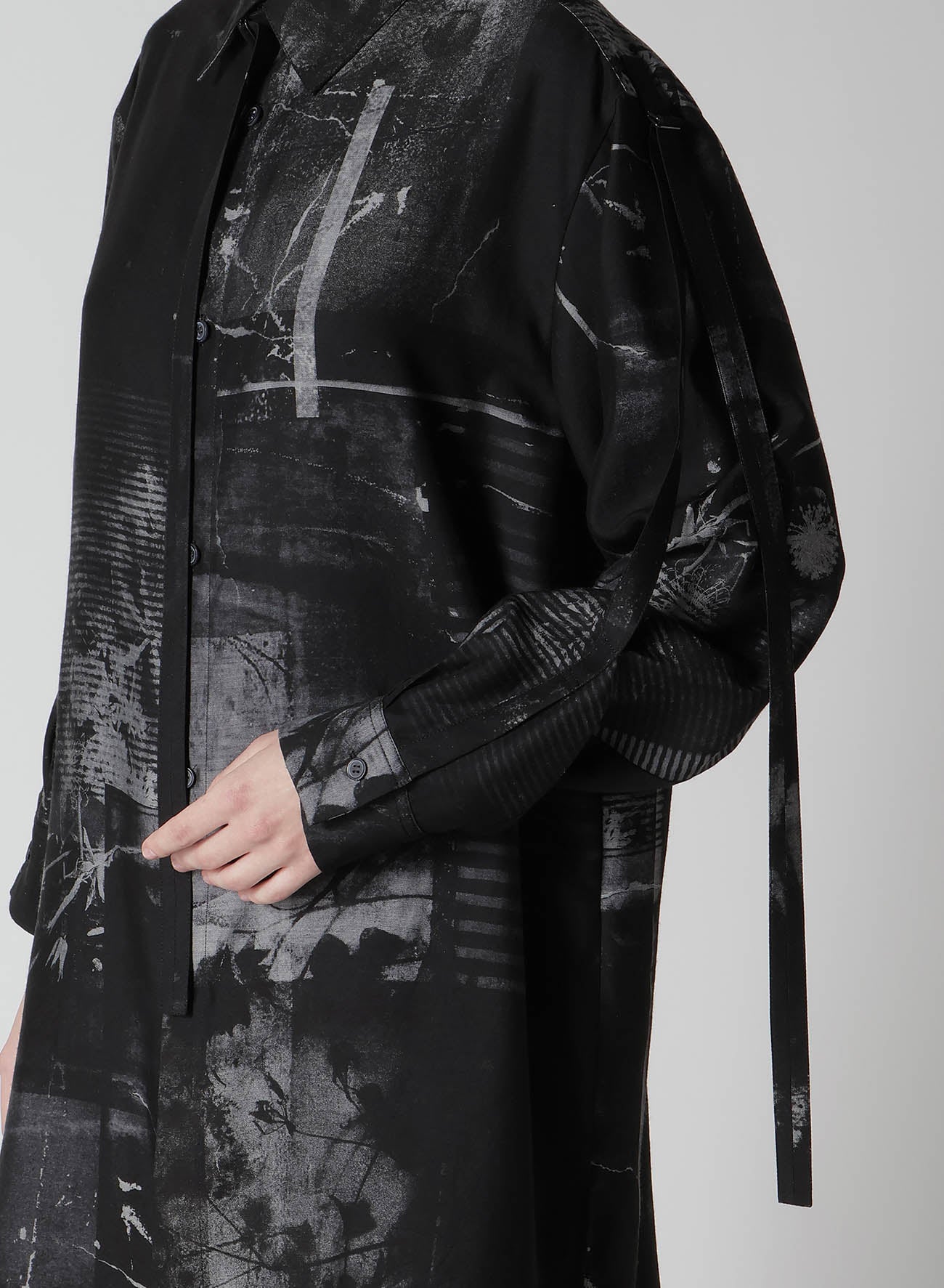Copper Blurry Floral Print Long Sleeve Blouse for Women - Elegant Office Wear & Casual Outfit