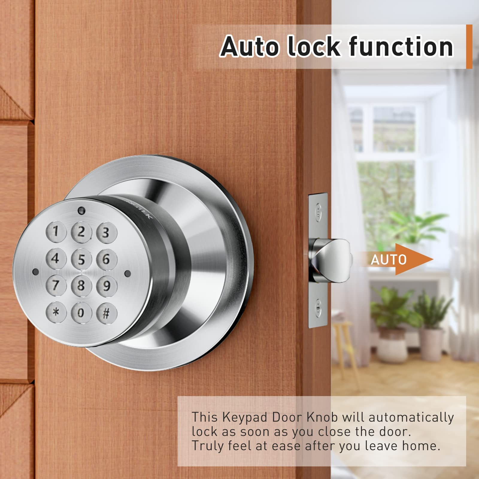 Signstek Keyless Digital Electronic Door Lock - Secure Entry System, Satin Nickel Finish, 3-Pack for Home, Office & Apartment Security