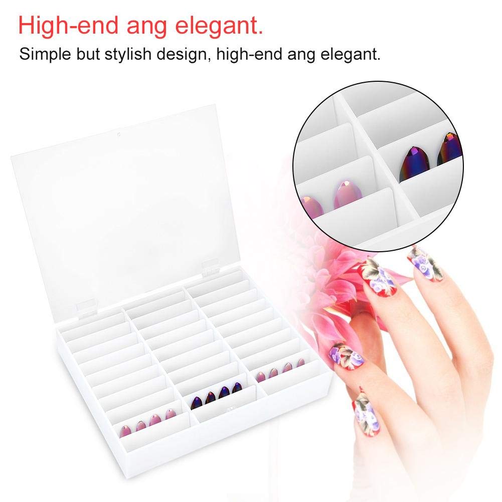 Sonew Empty Nail Tips Display Box - Acrylic Nail Organizer Storage Case for Fake Nails, Nail Art Decorations & Manicure Supplies (White) | Perfect for Salon, Home Nail Studio & Professional Nail Technicians