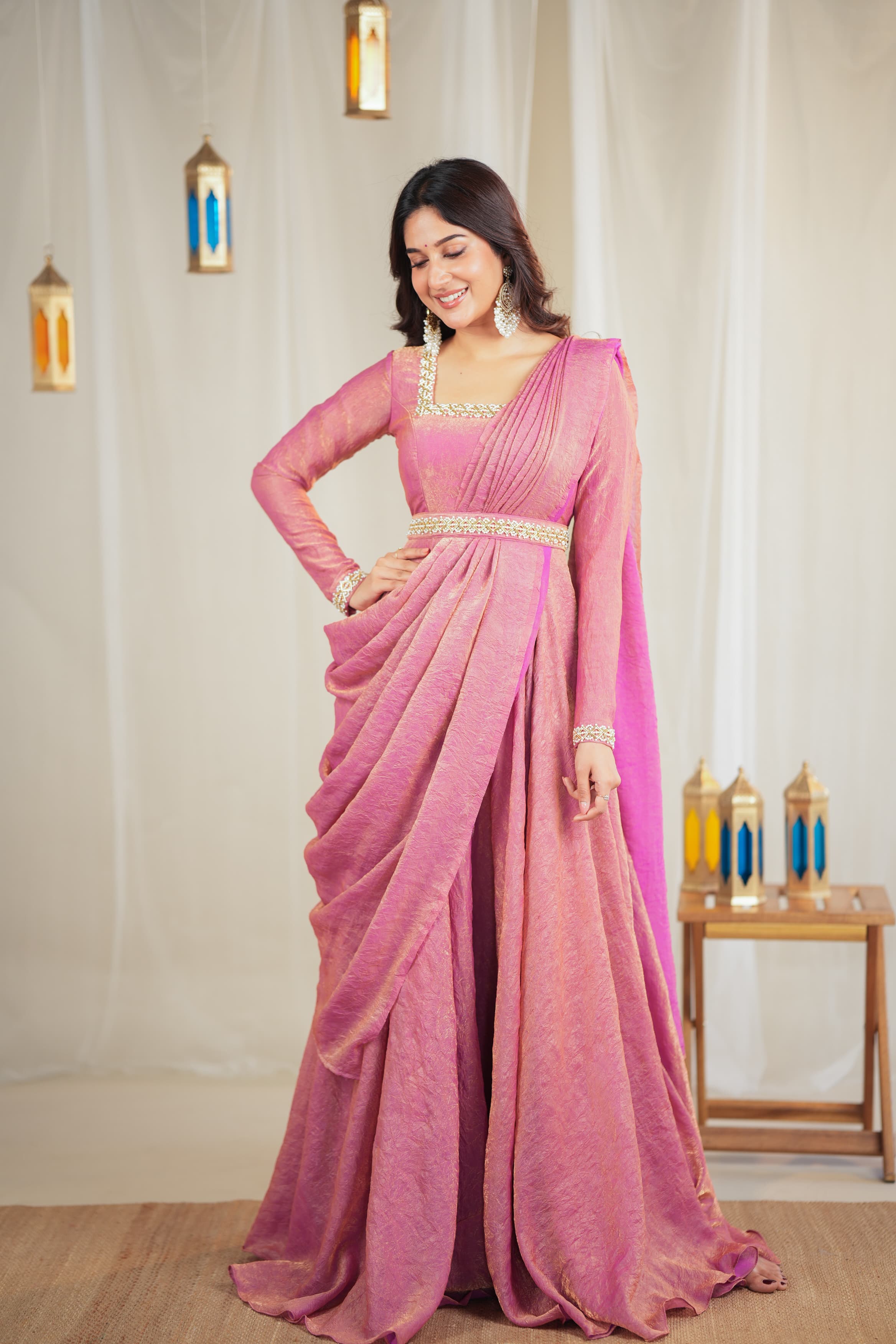 Srushti Designer Drape Wear - Elegant Indian Kurti for Women | Perfect for Festivals, Weddings & Special Occasions | DD615