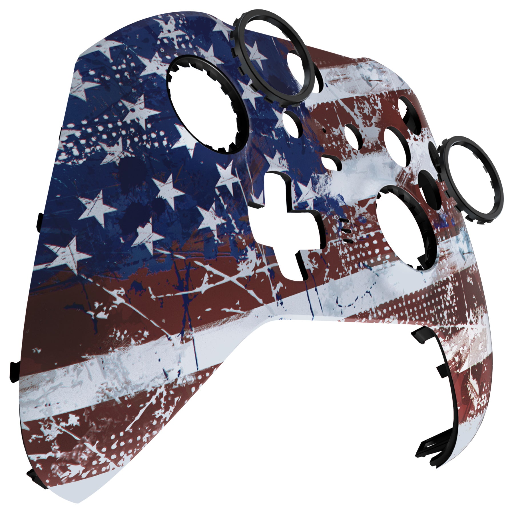 eXtremeRate US Flag Faceplate Cover for Xbox One Elite Series 2 Controller (Model 1797) - Soft Touch Front Housing Shell Replacement Kit with Thumbstick Accent Rings - Perfect for Gaming Enthusiasts & Custom Controller Builders