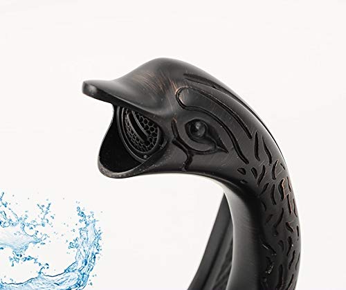 Black Matte Single Handle Swan Neck Vessel Sink Faucet for Bathroom Vanity - Modern Waterfall Spout Design for Powder Room, Guest Bath, and Master Suite