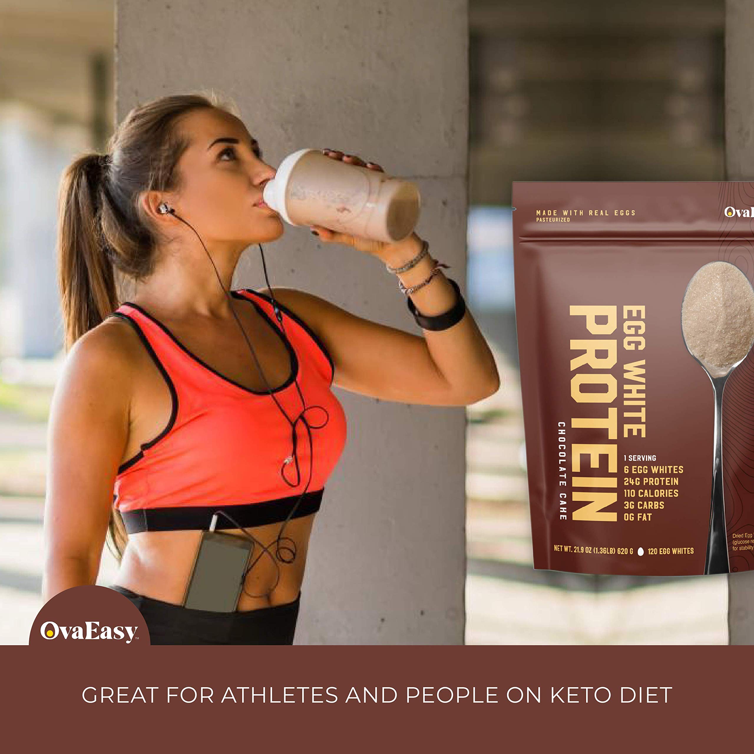 OvaEasy All-Natural Egg White Protein Powder - Chocolate Flavor | High Protein Supplement for Baking, Smoothies & Fitness Nutrition