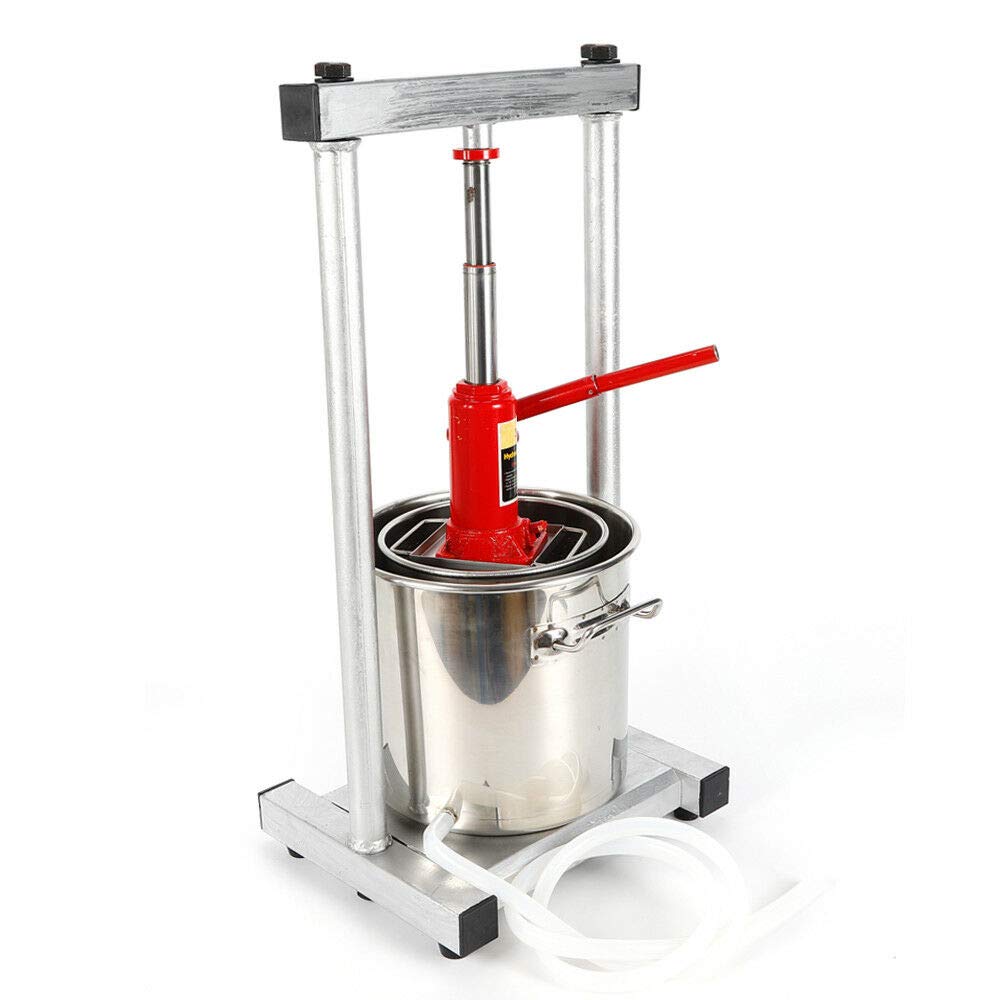 12L Stainless Steel Fruit Crusher & Wine Juice Press - Manual Grape Pulp Grinder, Apple Cider Juicer with Hydraulic Jack for Home Brewing & Winemaking