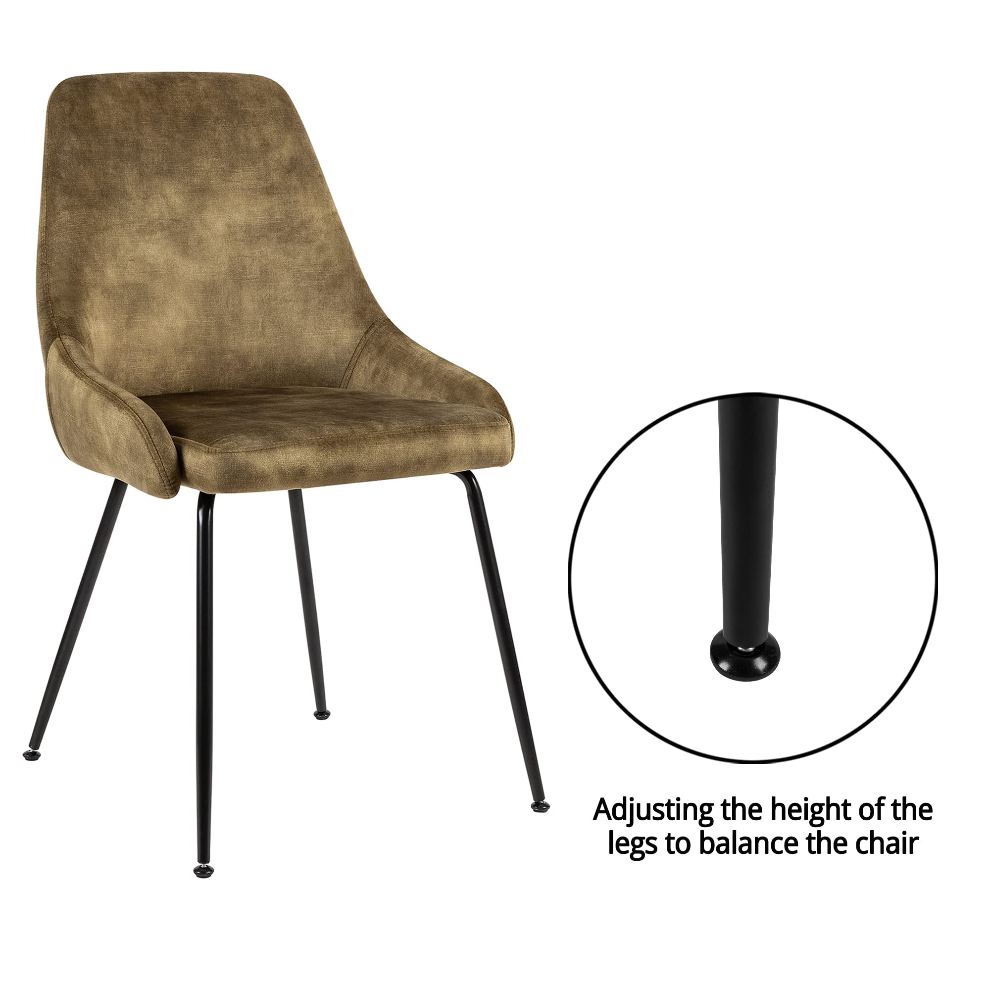 LEEJAY Olive Green Velvet Upholstered Dining Chairs Set of 2 - Mid-Century Modern High Back Kitchen Chairs with Metal Legs for Dining Room, Living Room & Office | Comfortable Seating for Entertaining Guests