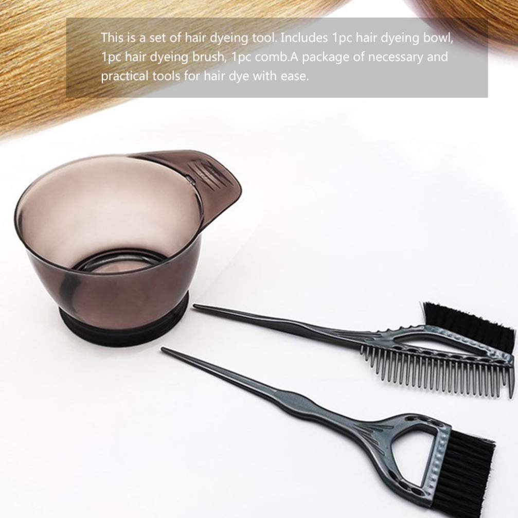 EXCLUZO 3PCS Hair Dye Bowl and Brush Set - Professional Hair Coloring Kit with Mixing Bowl, Tint Brushes & Comb for Salon & Home Hair Dyeing - Perfect for DIY Hair Color, Highlights & Root Touch Ups