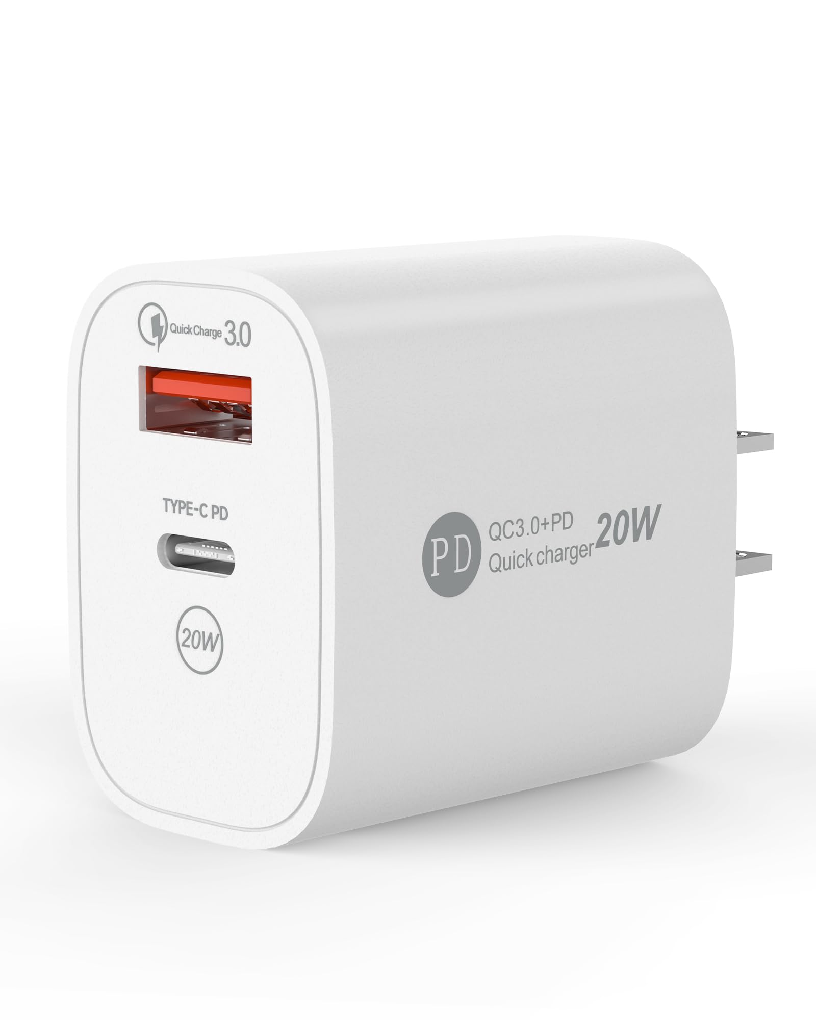 20W Fast USB C Charger with Dual Ports - PD Quick Charge Wall Adapter for iPhone 15/15 Pro/15 Pro Max, Samsung Galaxy, iPad - Perfect for Home, Office & Travel Charging