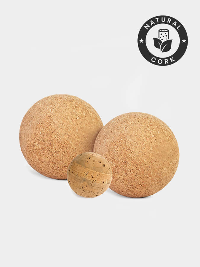 Premium Cork Massage Ball Set of 3 (2x4cm & 1x2cm) - Yoga, Myofascial Release & Trigger Point Therapy - Perfect for Home Gym, Office & Travel Pain Relief