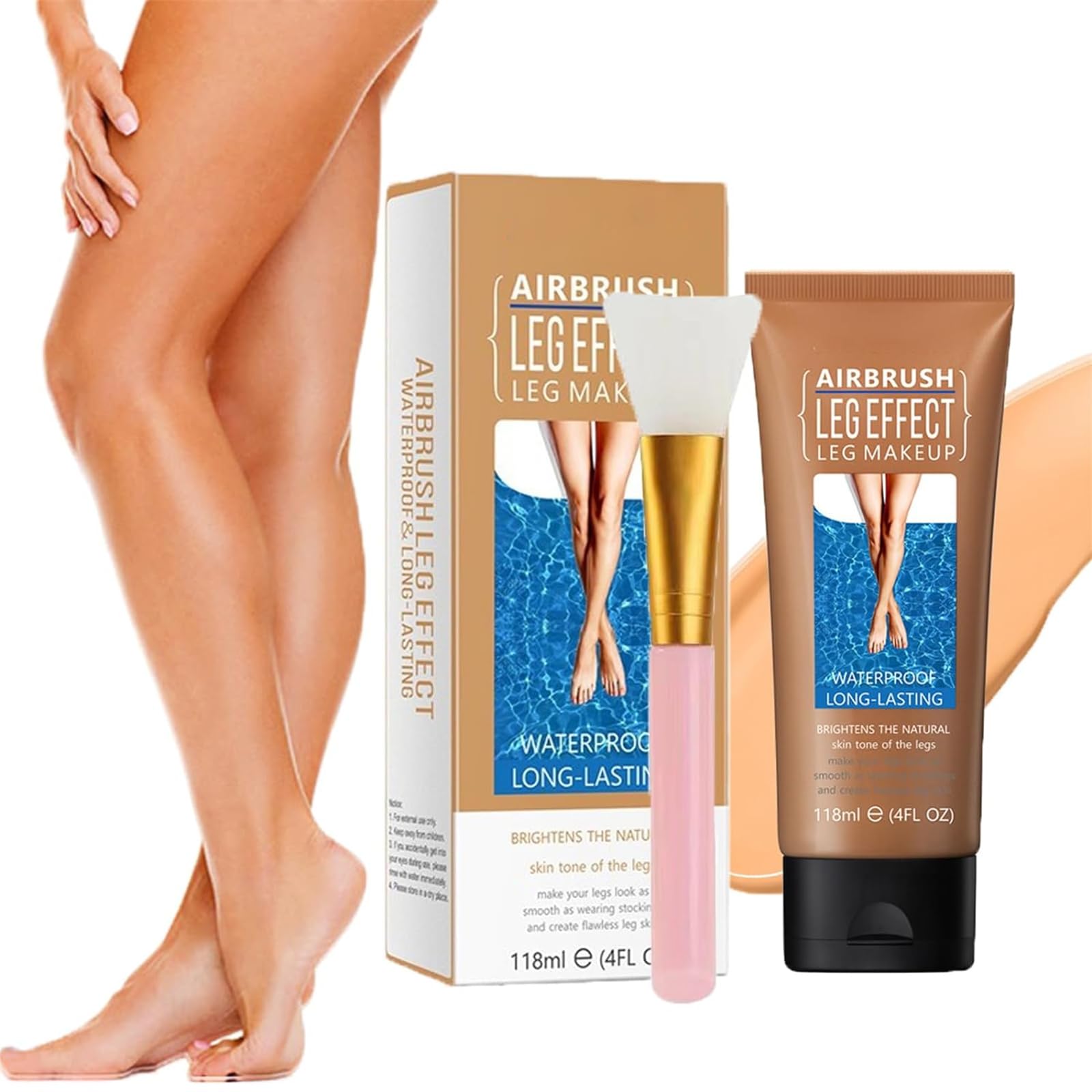 Waterproof Leg Makeup Lotion - No Transfer, Covers Veins & Scars, Tattoo Concealer for Natural Skin Tone (#3) | Perfect for Weddings, Photos & Everyday Wear
