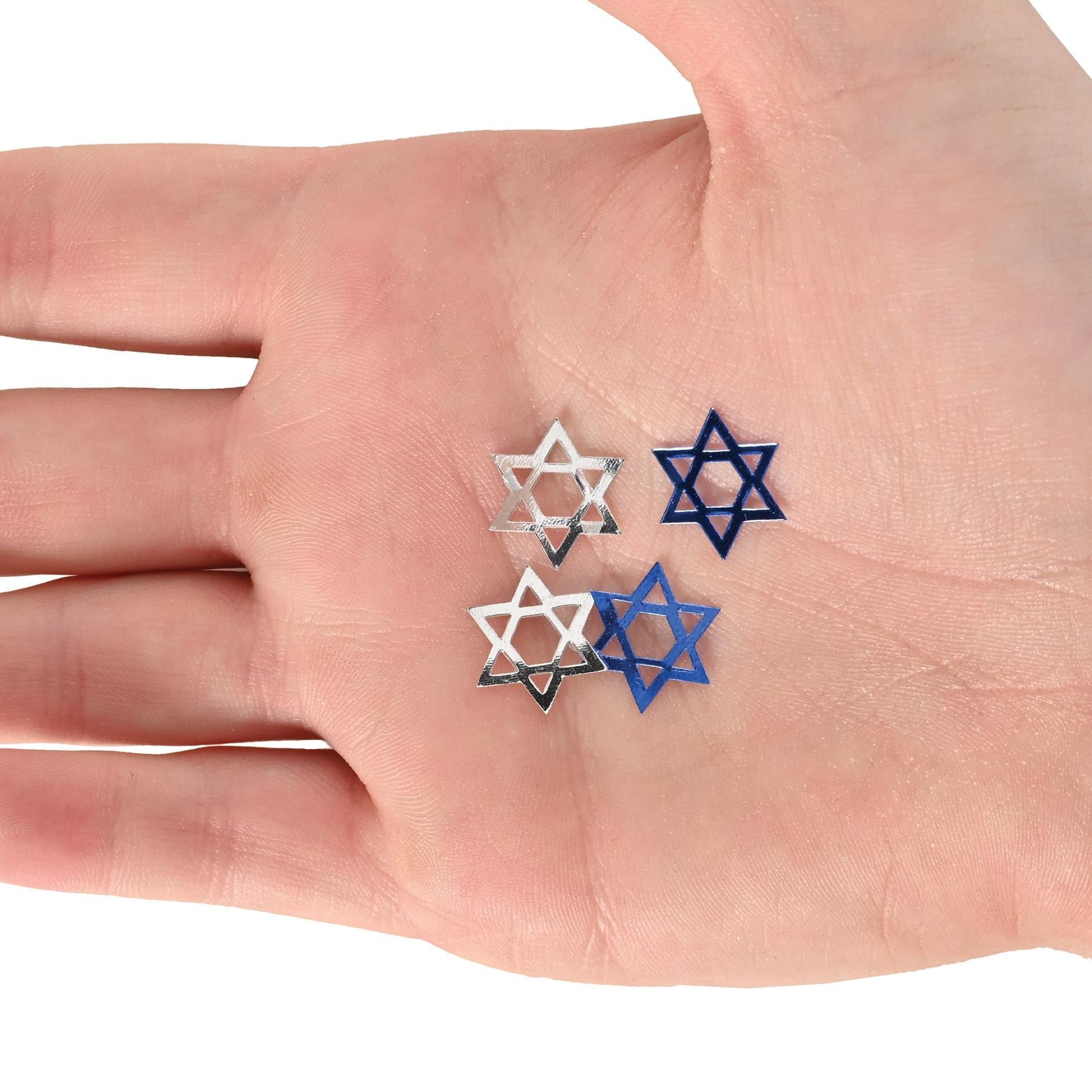 12 Pack Beistle Confetti Star of David Blue & Silver (0.5 Oz/Pkg) - Perfect for Hanukkah Decorations, Jewish Celebrations & Party Supplies