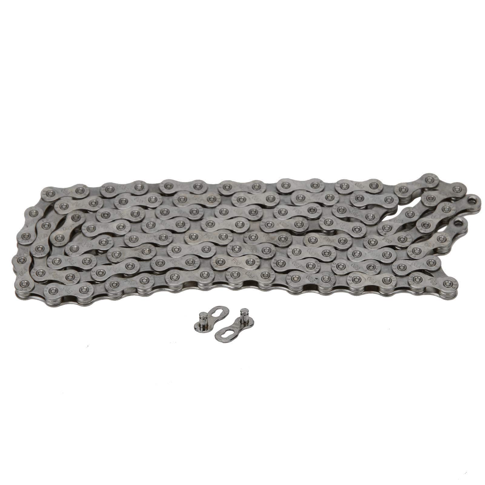 Dilwe 9-Speed Steel Bike Chain for Mountain, Road, Folding & Beginner Bikes - Durable Gray Bicycle Chain for Smooth Riding on Trails & Commutes