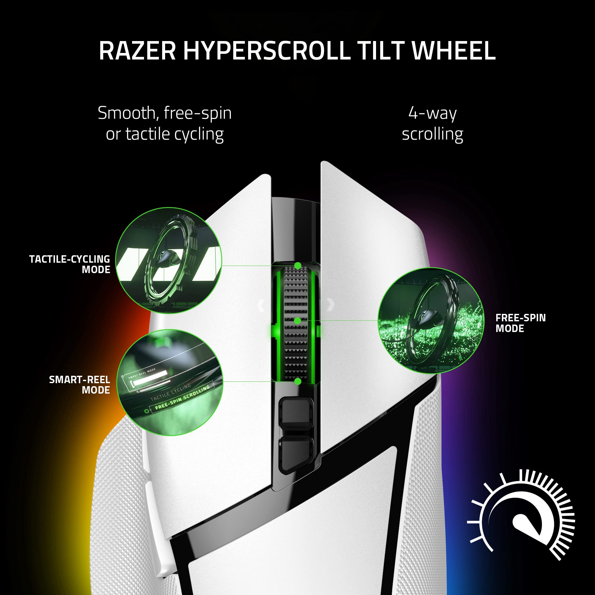 Razer Basilisk V3 Pro Wireless Gaming Mouse - 11 Programmable Buttons, Gen-3 Optical Switches, HyperScroll Tilt Wheel, Chroma RGB, Focus Pro 30K Sensor - White - Perfect for FPS, MMO Gaming & Professional Work