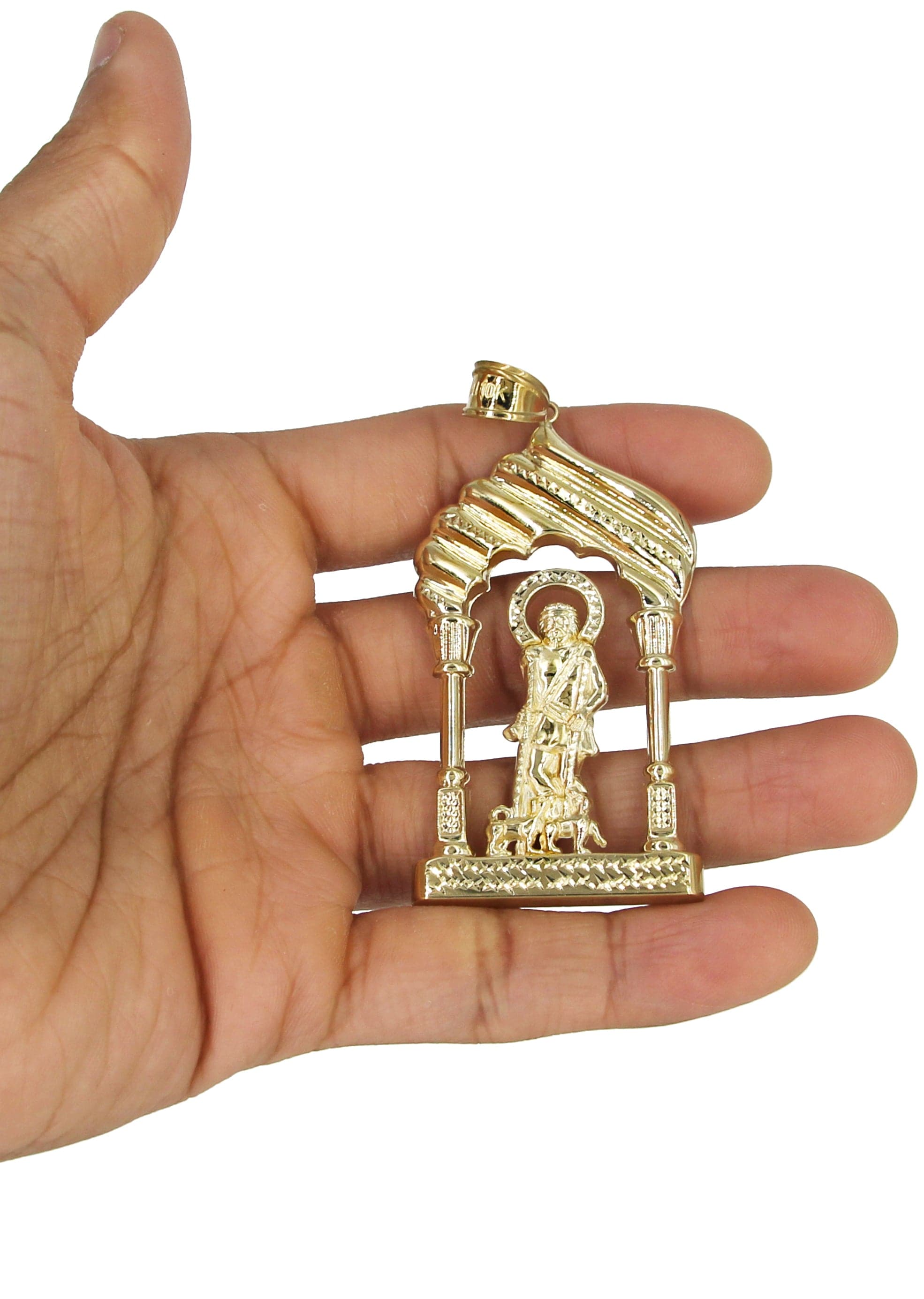 10K Yellow Gold Saint Lazaro Necklace - 19 Grams | Elegant Religious Jewelry for Women, Perfect for Gifts, Church, and Special Occasions