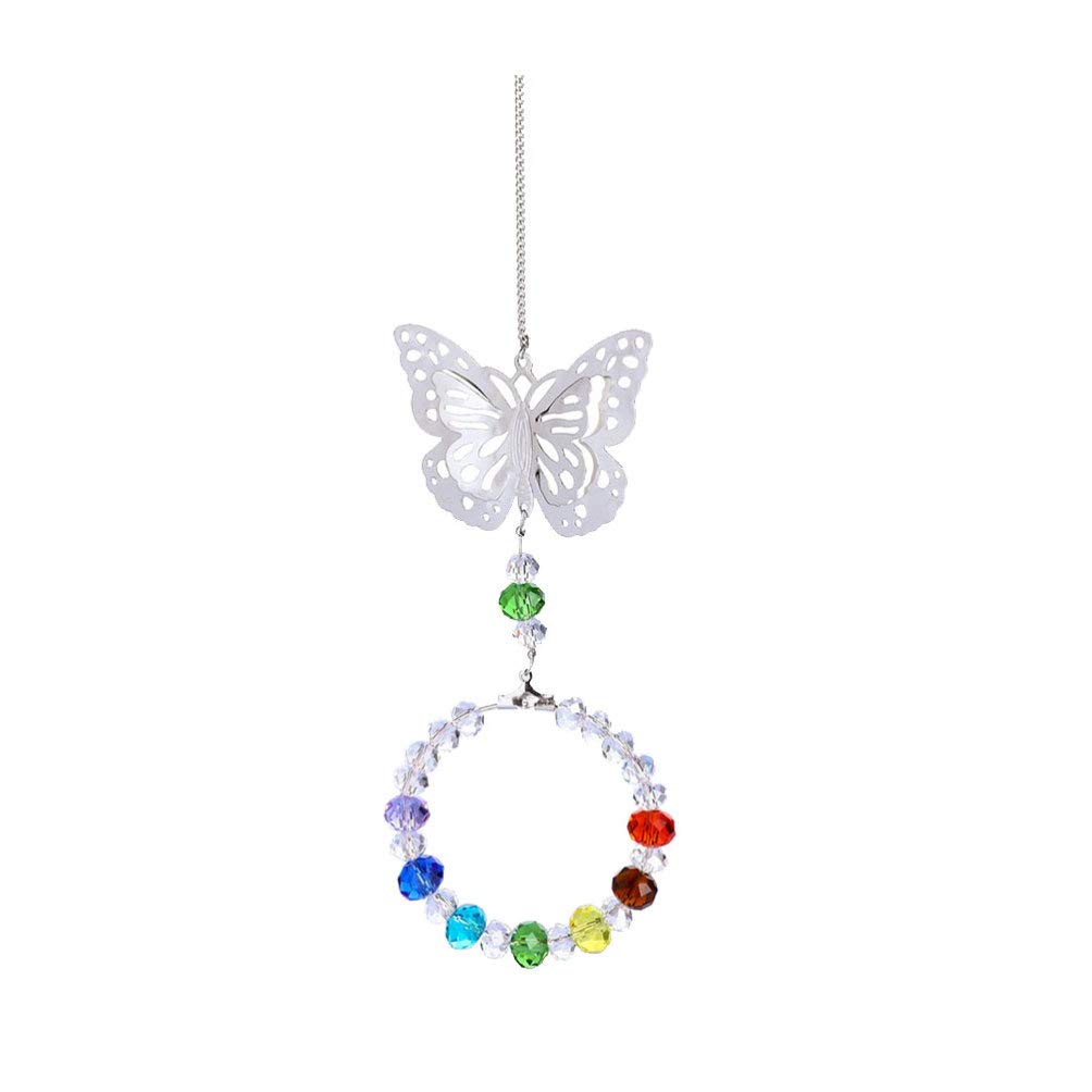 SUPVOX Crystal Butterfly Pendant - Rear View Mirror Accessories for Cars, Home & Wall Decor (Colorful Beads Style) | Perfect for Vehicle Interior Styling, Room Aesthetics & Gift Giving