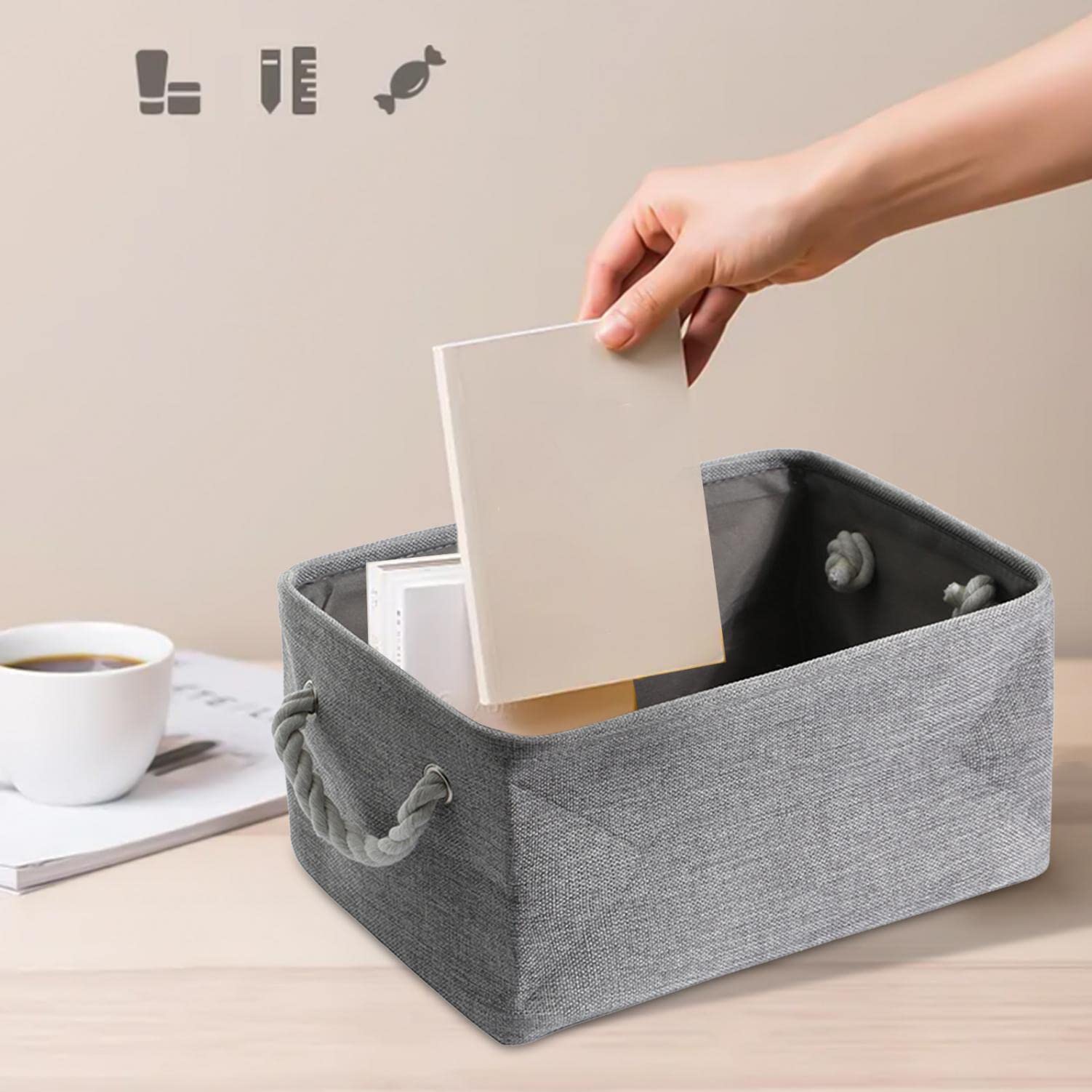 Waterproof Storage Basket with Polyester-Cotton Lining - Foldable Organizer for Clothes, Snacks & Sundries - Creative Home & Office Storage Solution for Bedroom, Closet & Travel