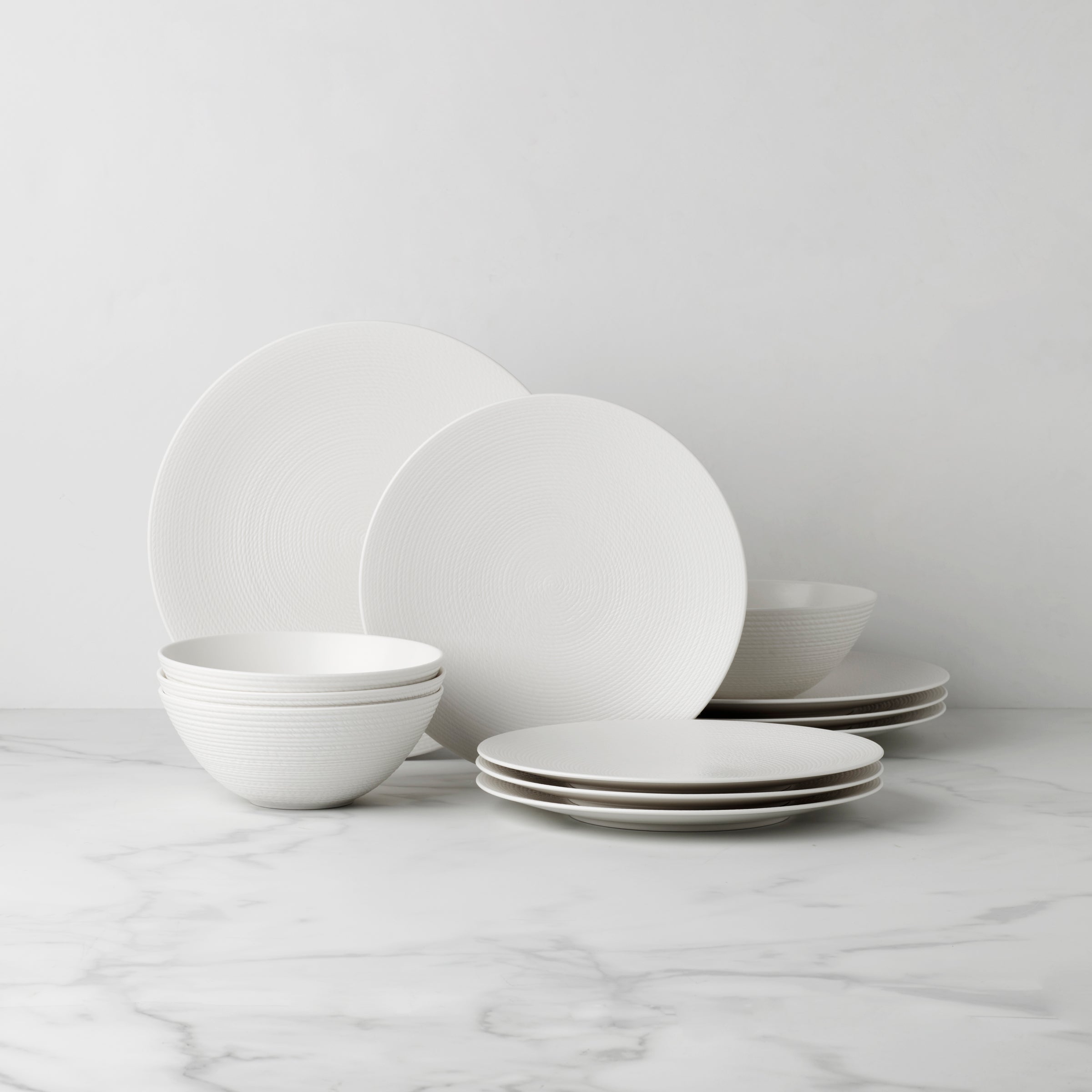 LX Collective White 12-Piece Dinnerware Set - Porcelain Plates, Bowls & Mugs for Everyday Dining, Entertaining & Family Meals