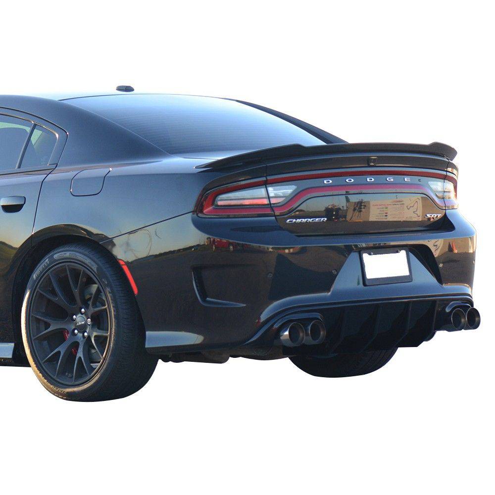 2015-2023 Dodge Charger Rear Diffuser Quad Exhaust SRT Unpainted PP - Performance Diffuser for Dodge Charger Models - Upgrade Your Car's Aerodynamics & Style for Street Racing & Show Cars
