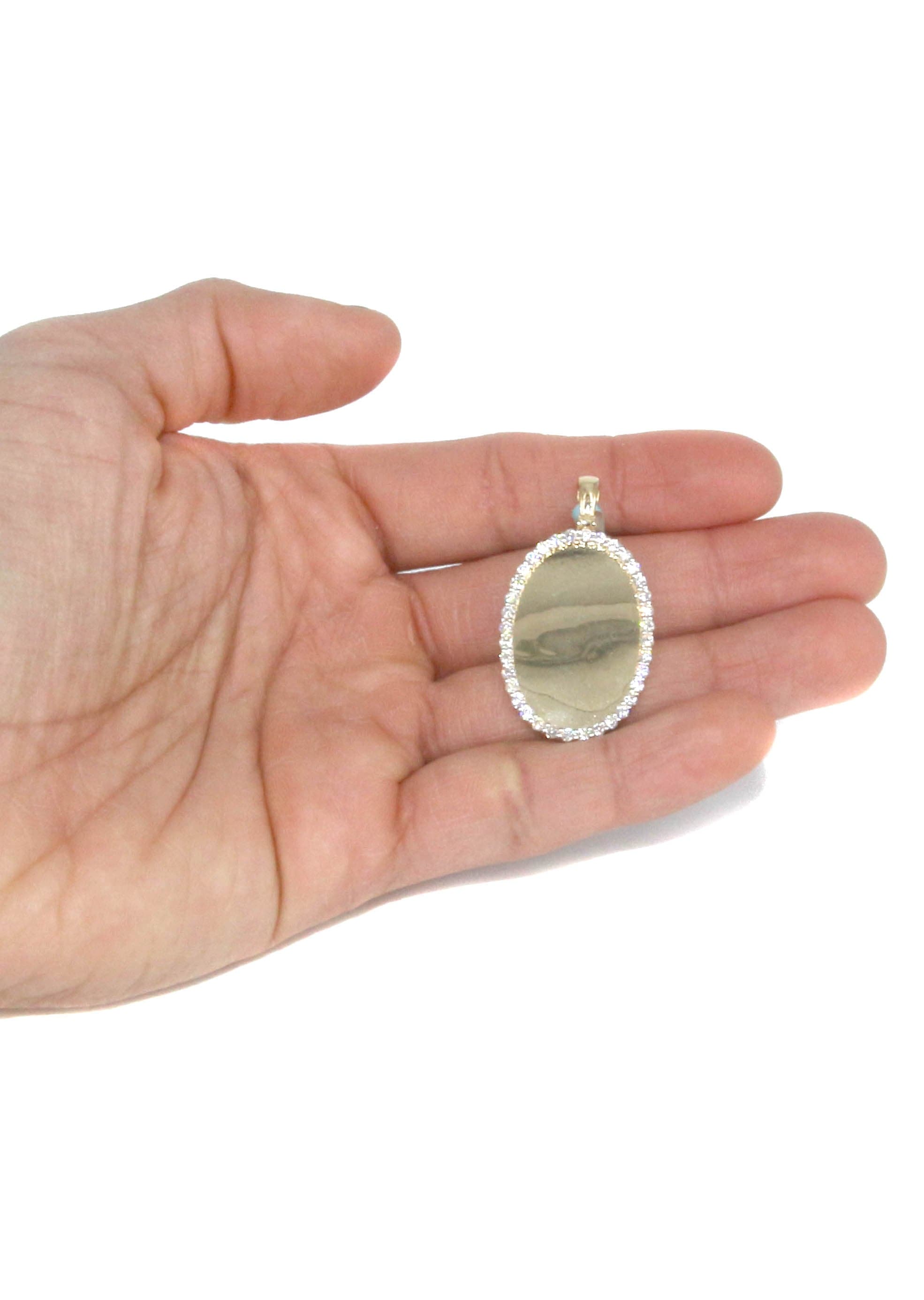 10K Yellow Gold Small Oval Picture Pendant Necklace - 1.29 Carat Diamond | 17 Grams | Elegant Gift for Women, Mom, Wife | Perfect for Valentine's Day, Anniversary & Special Occasions
