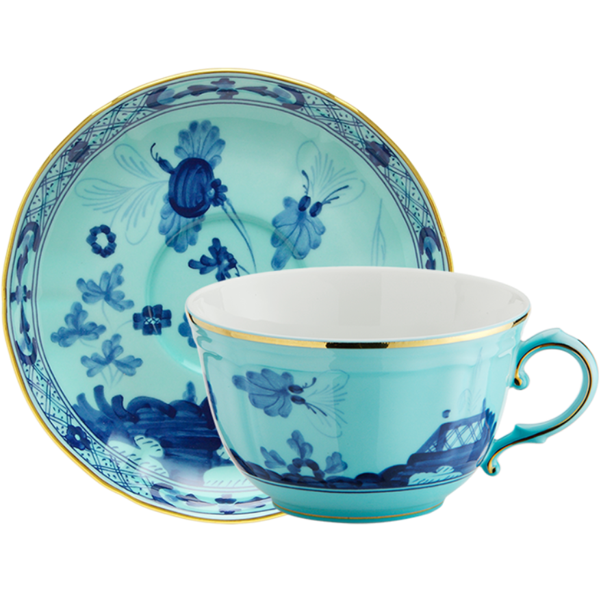 Oriente Italiano Espresso Cup - Handcrafted Italian Ceramic Coffee Cup for Espresso & Cappuccino - Elegant Iris Floral Design - Perfect for Home, Cafe & Gifts