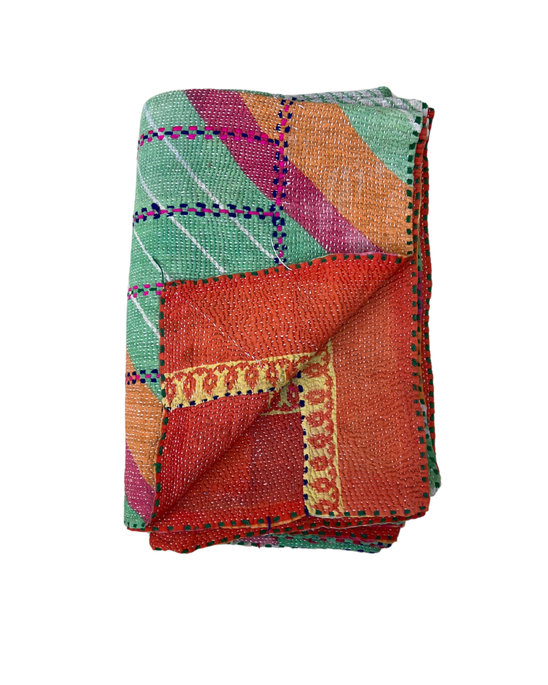 Premium Heavyweight Kantha Quilt No. 770 - Handmade Cotton Patchwork Bedspread for Cozy Home Decor & Winter Warmth | Perfect for Bedroom, Living Room & Guest House