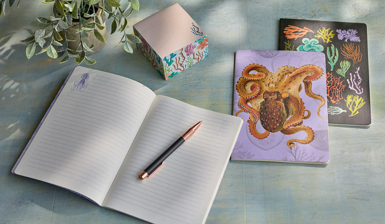 Art of Nature: Under the Sea Stitched Notebook Set (3-Pack) - Perfect for Journaling, Sketching & Gift Giving